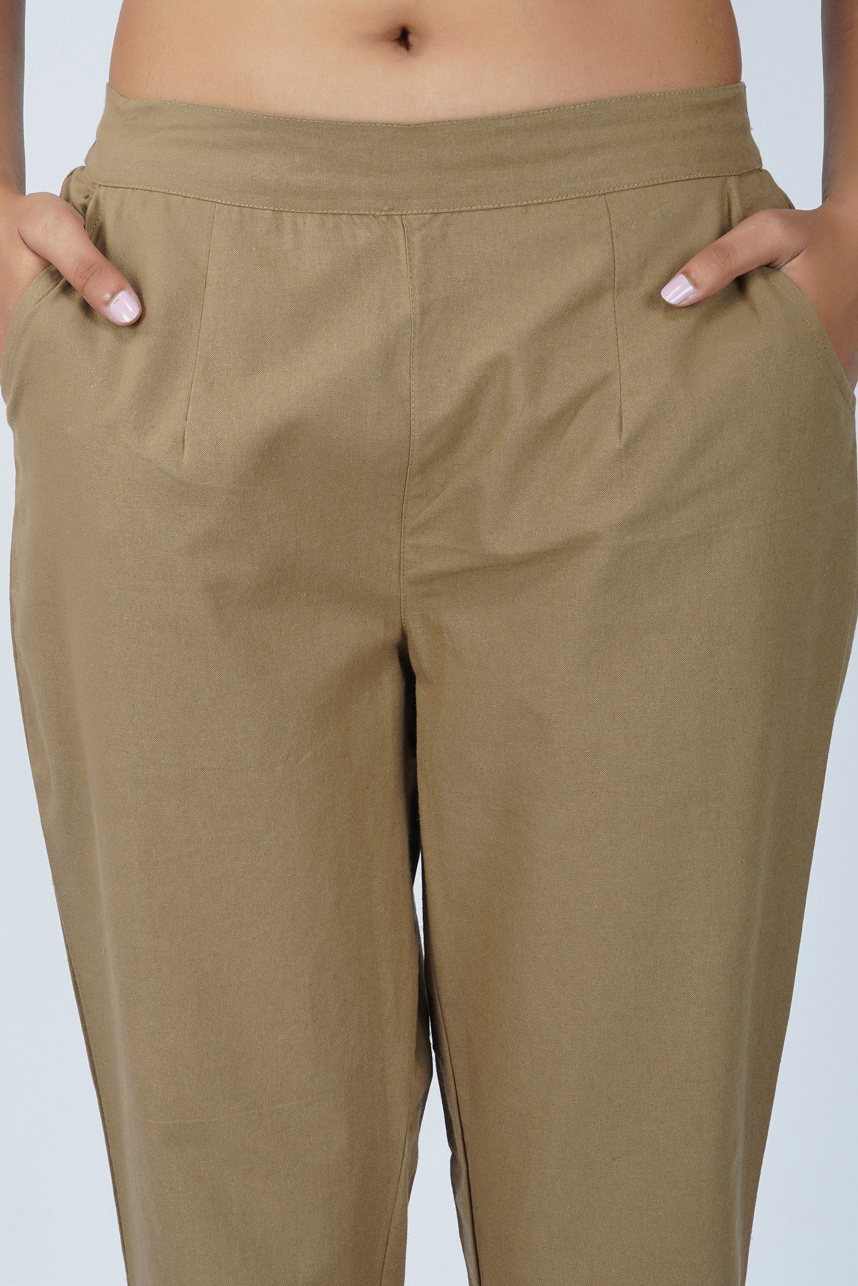 Dark Chikoo Cotton Trouser for Women