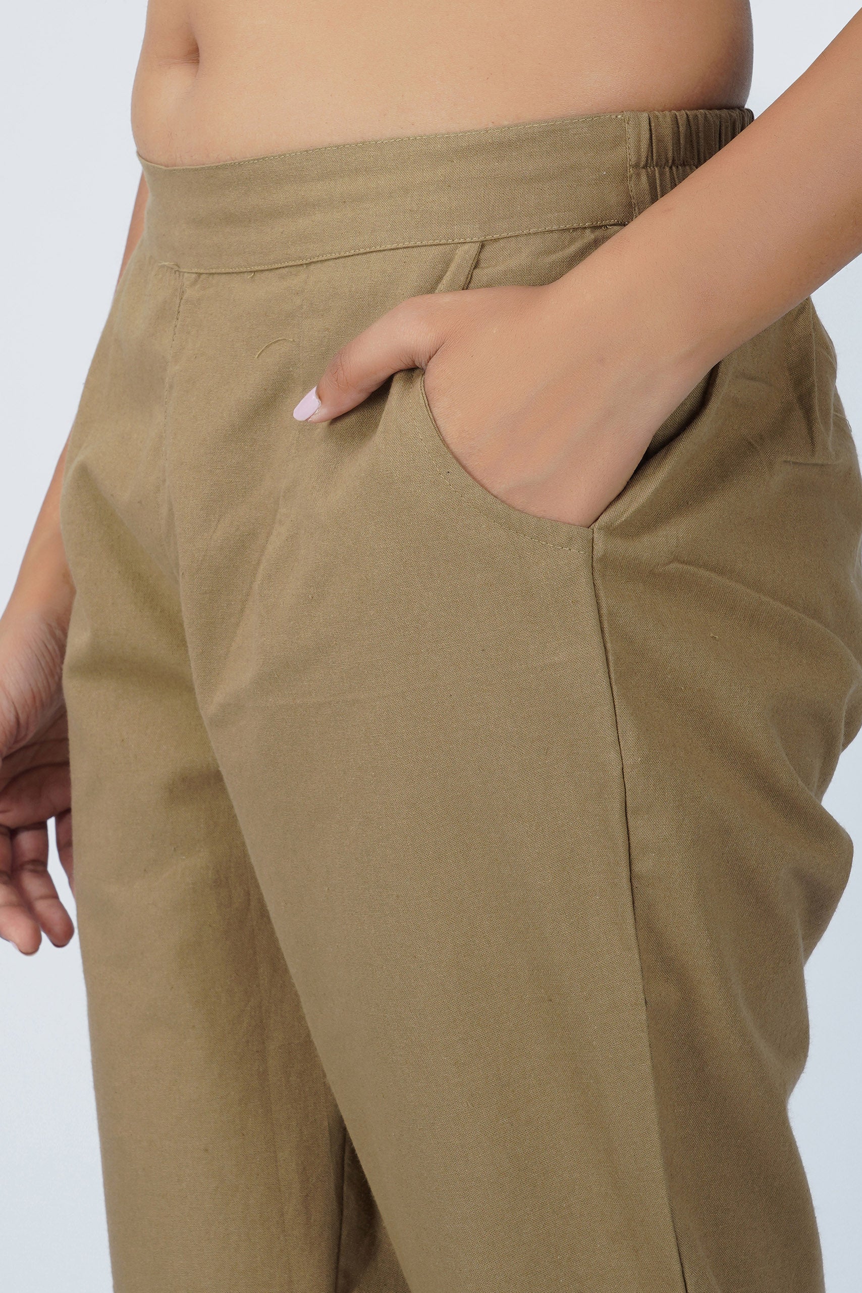 Dark Chikoo Cotton Trouser for Women