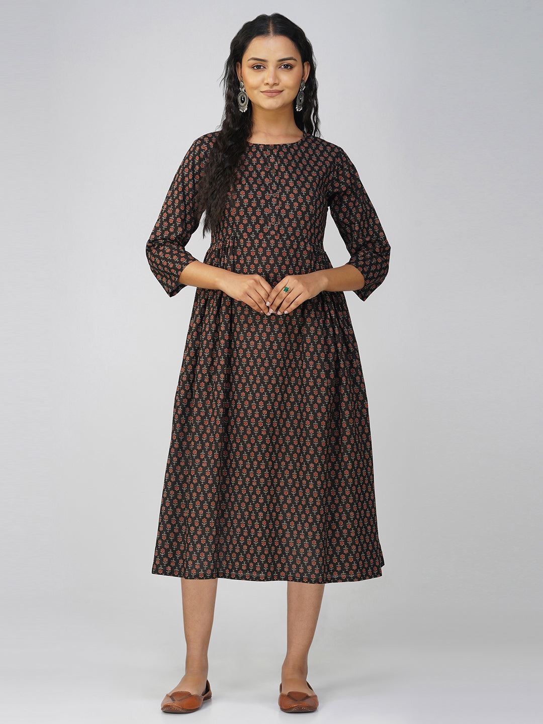 Black Flared Cotton Dress