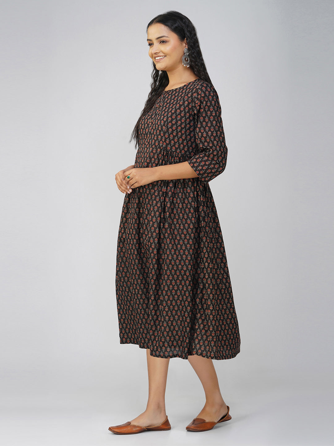 Black Flared Cotton Dress