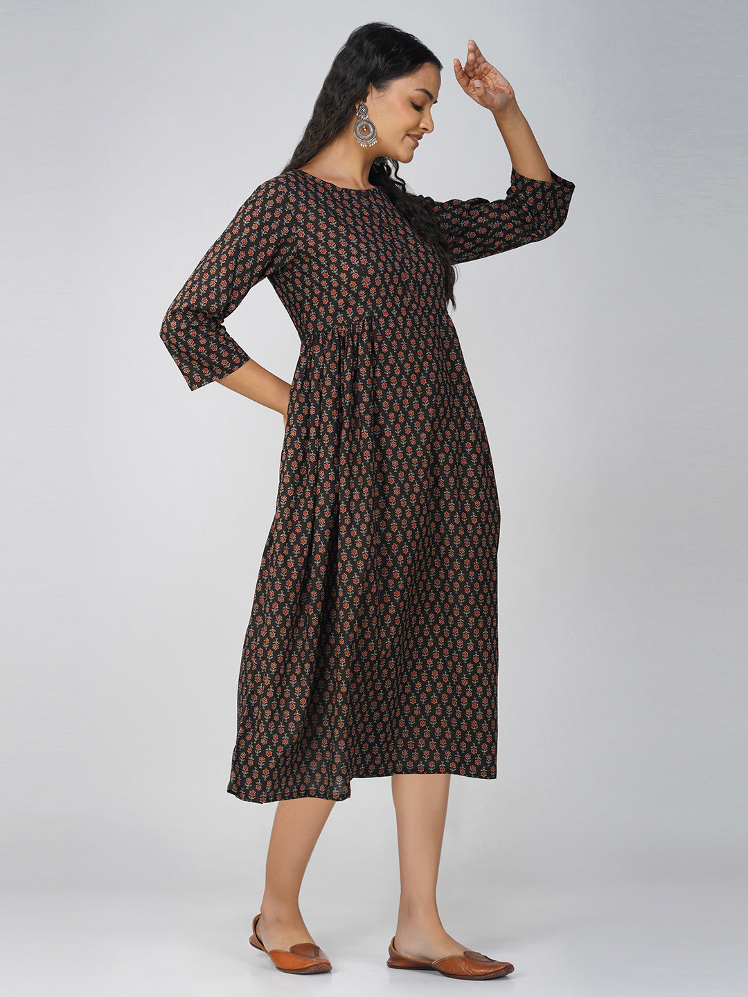 Black Flared Cotton Dress