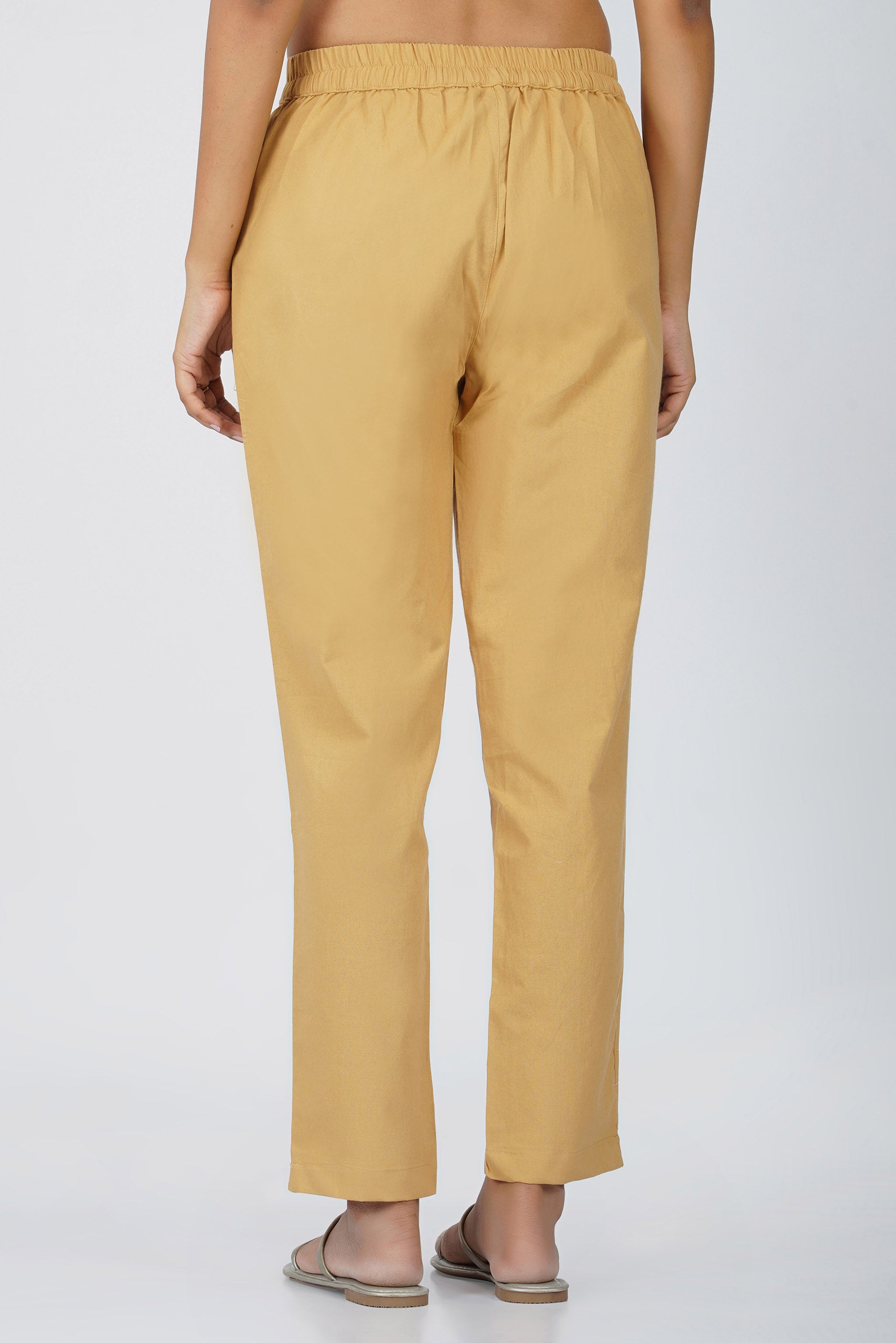 Golden Chikoo Cotton Trouser for Women