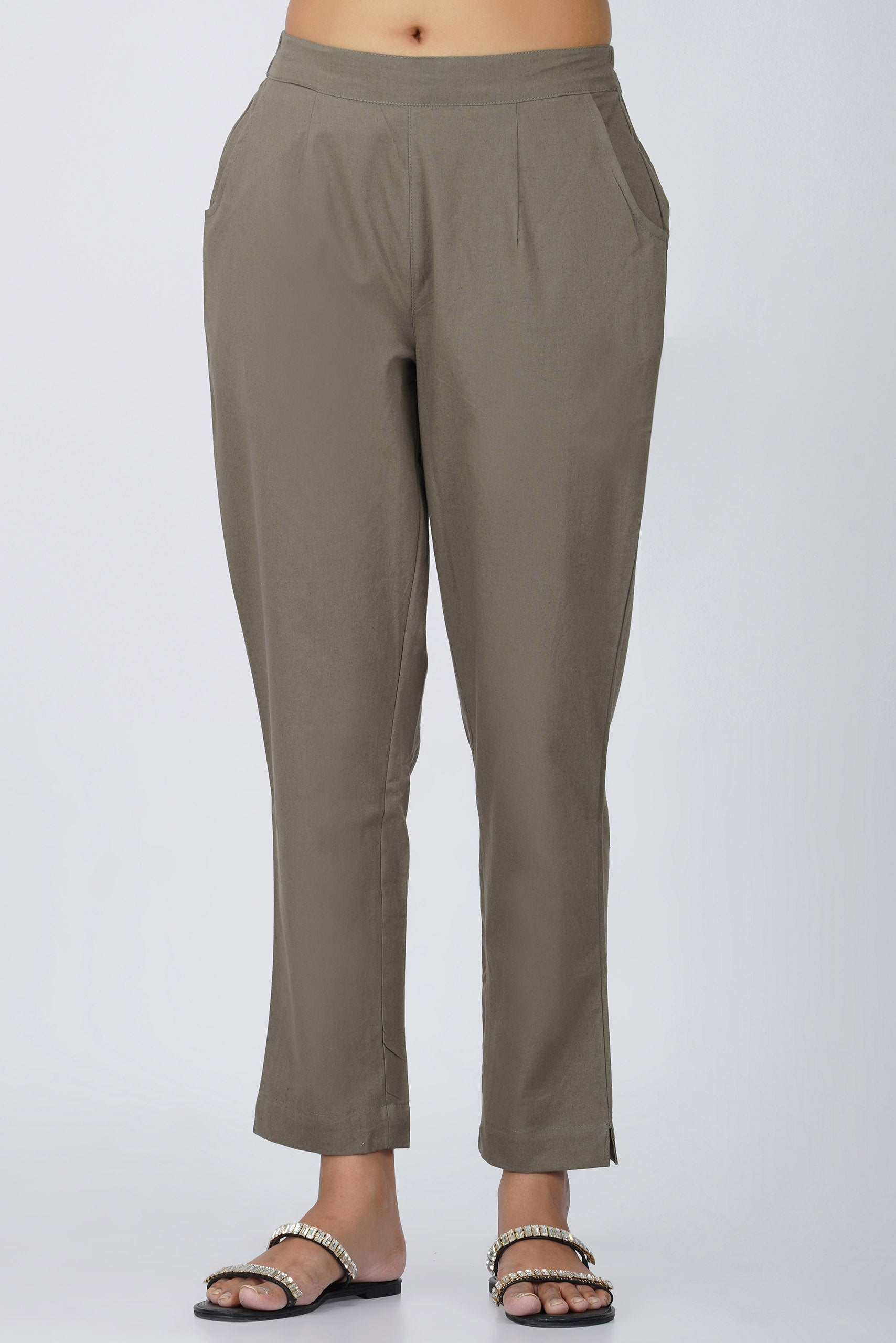 Grey Cotton Trouser for Women