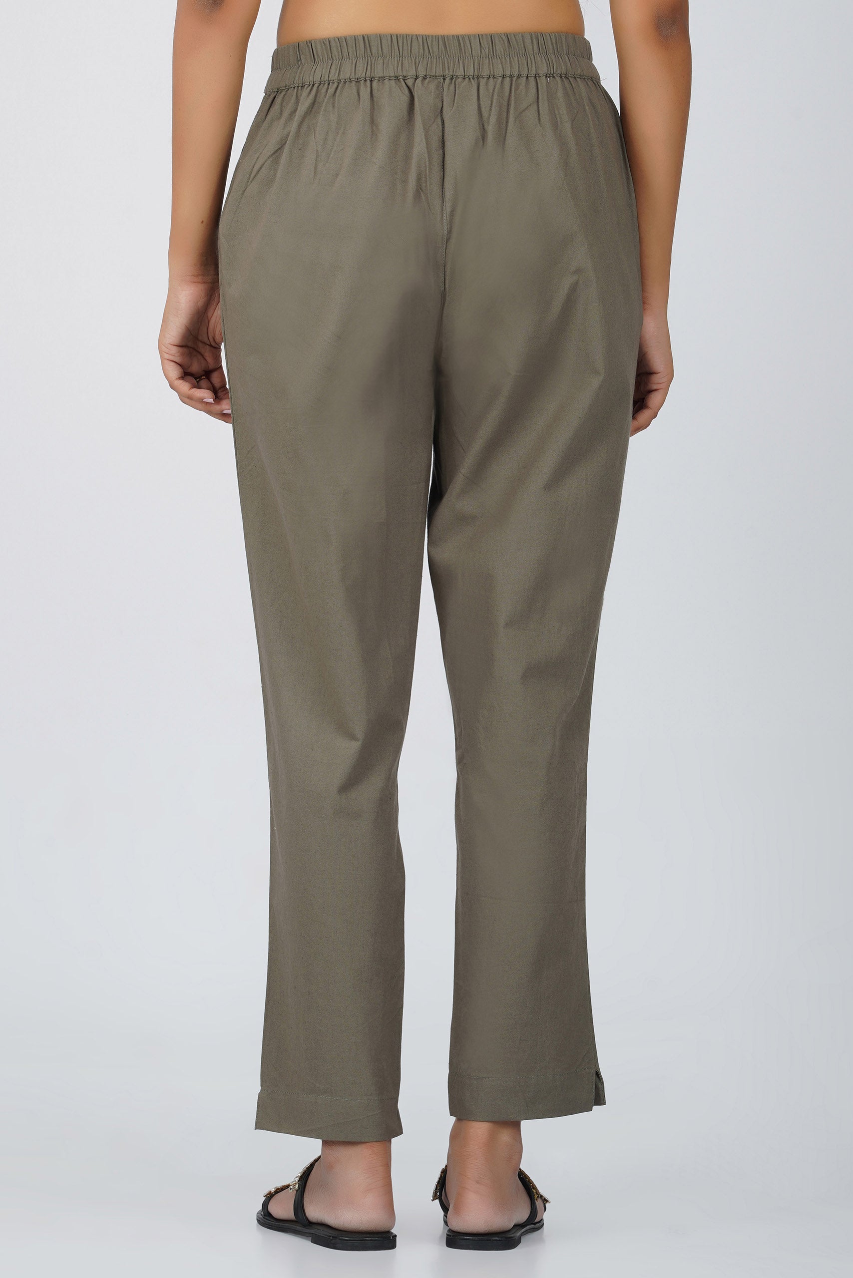 Grey Cotton Trouser for Women