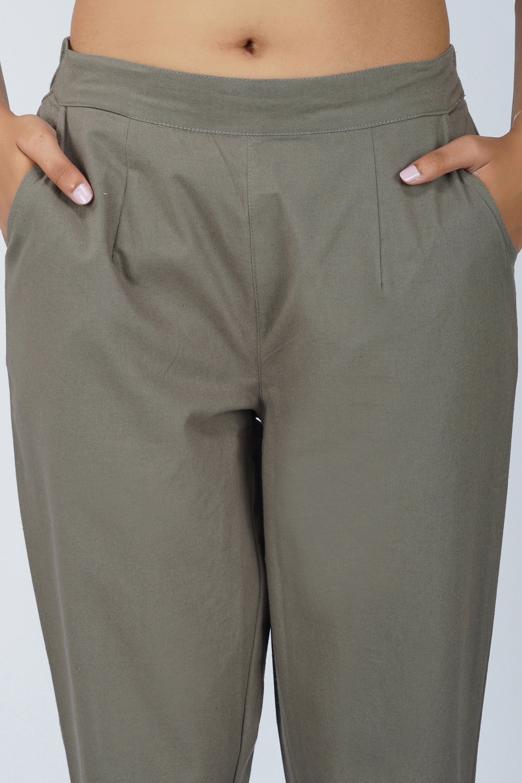 Grey Cotton Trouser for Women