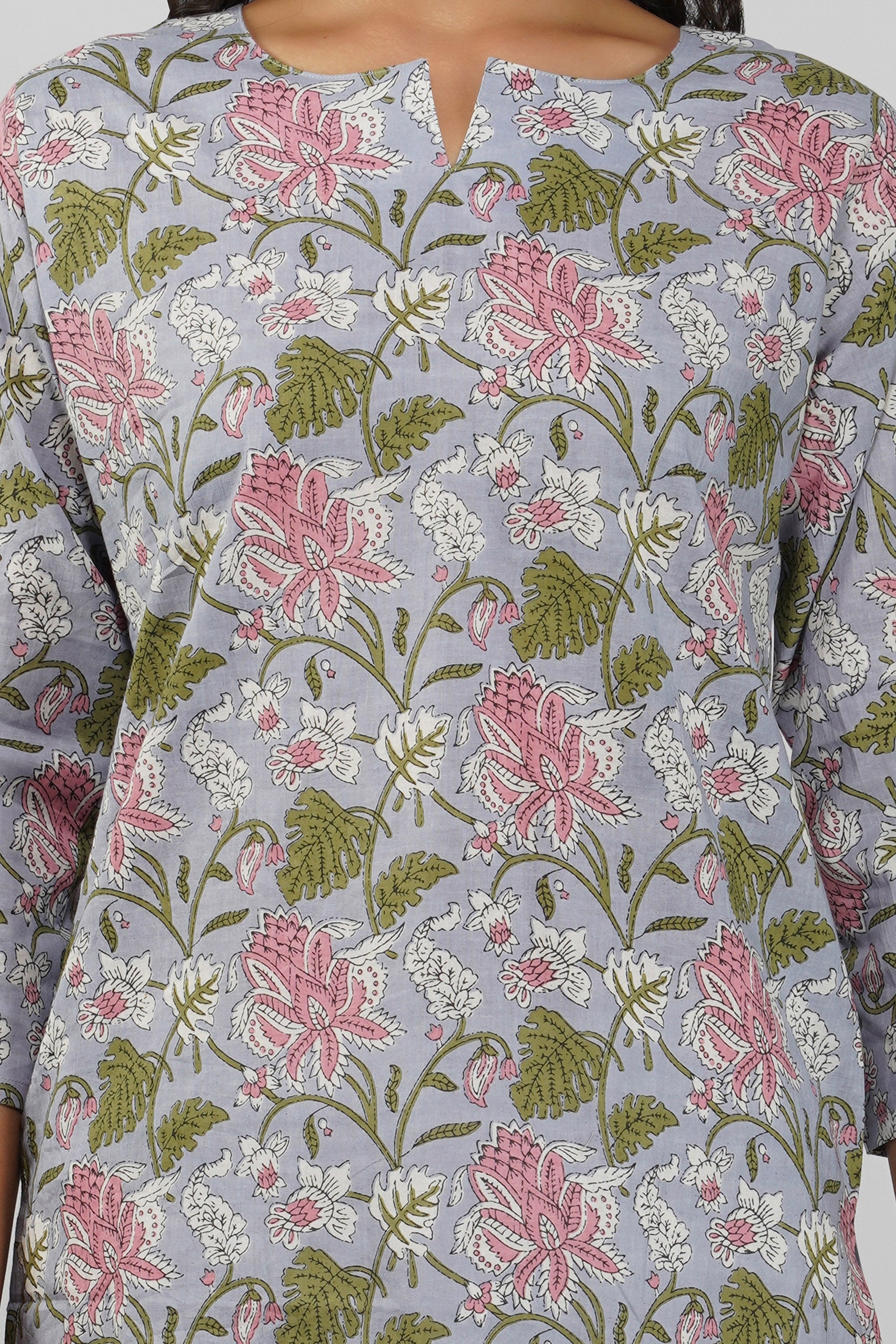 Grey Veil Print Cotton Top