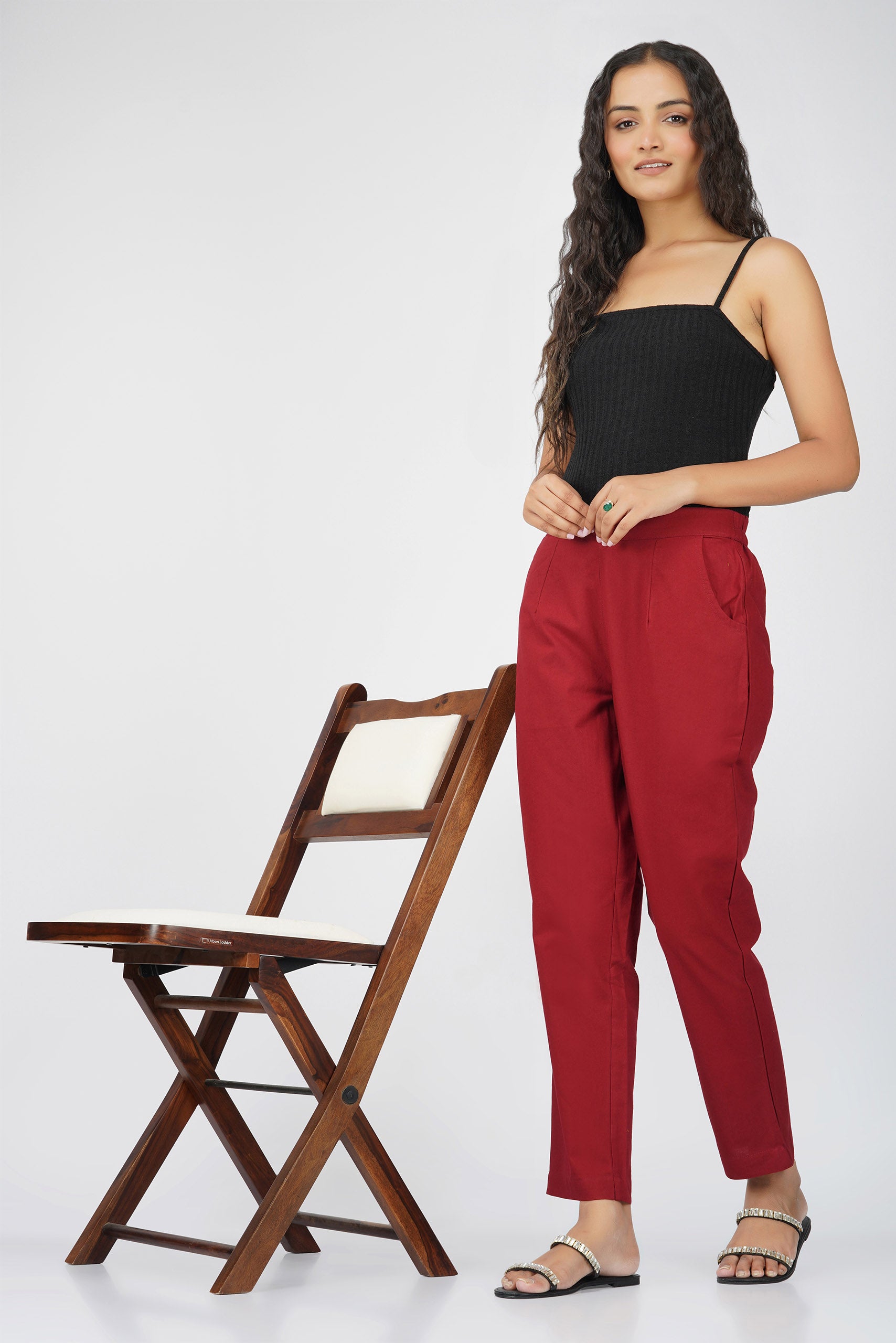 Maroon Cotton Trouser for Women