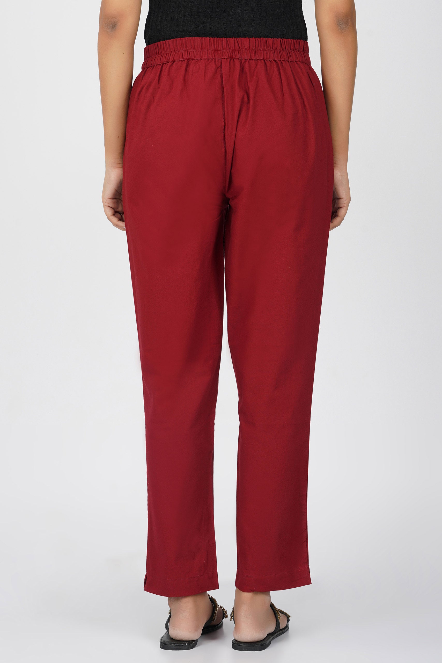 Maroon Cotton Trouser for Women