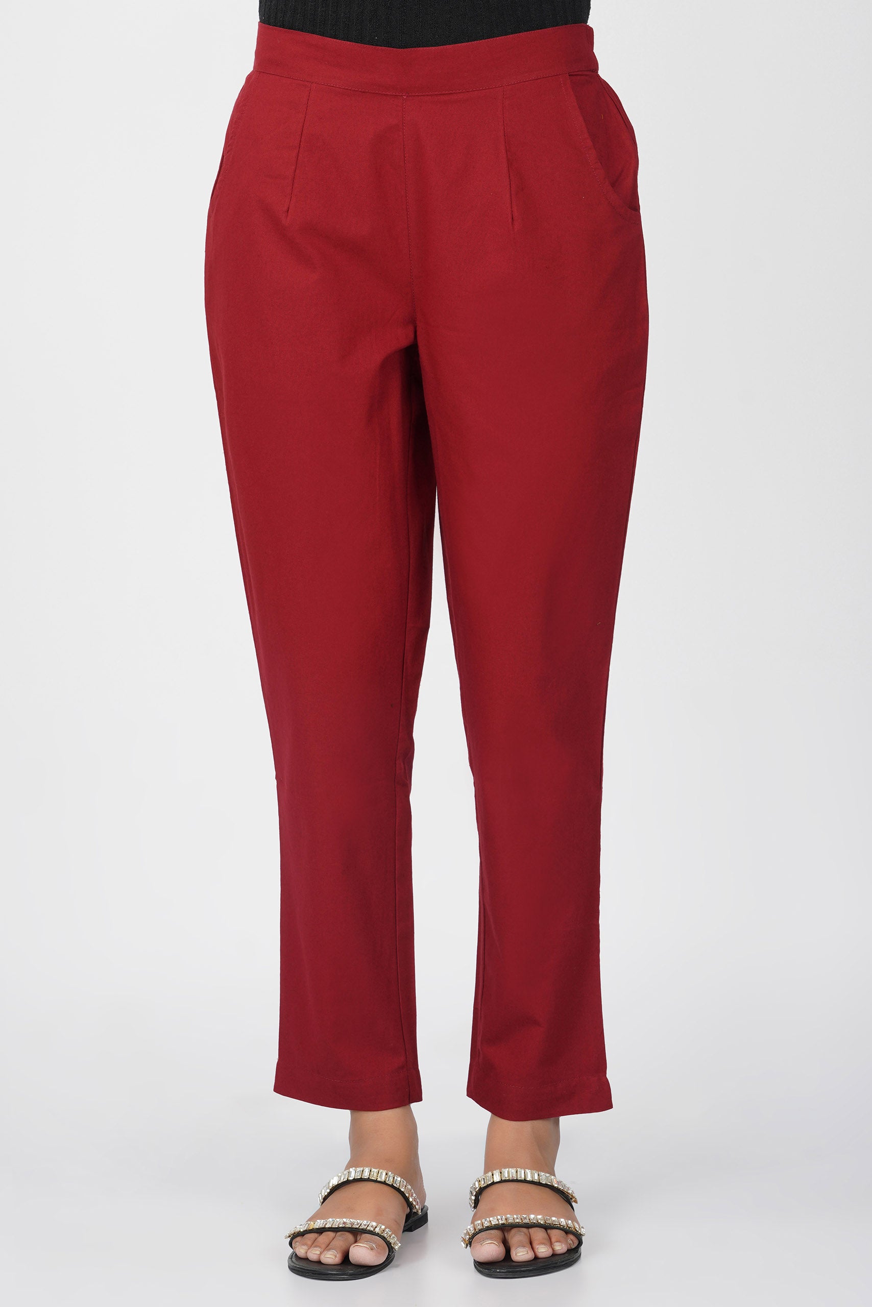 Maroon Cotton Trouser for Women
