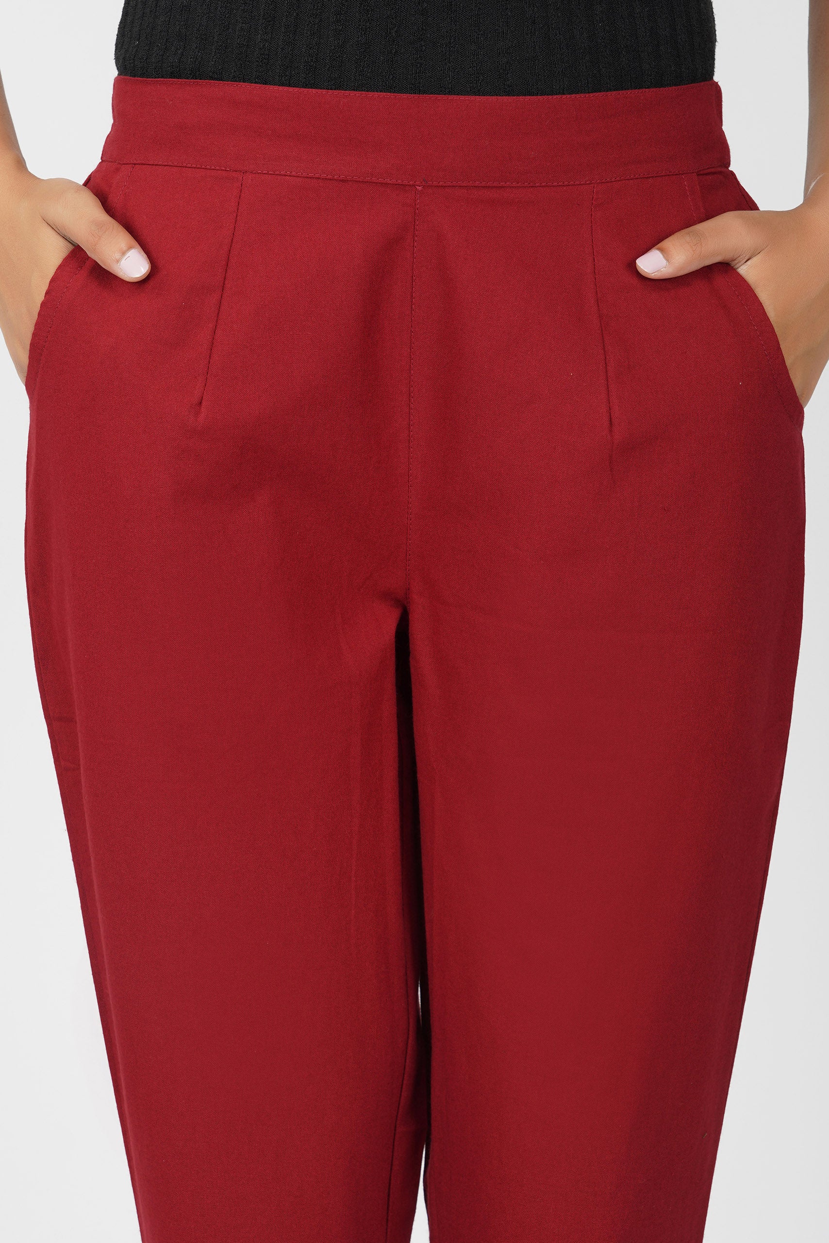 Maroon Cotton Trouser for Women