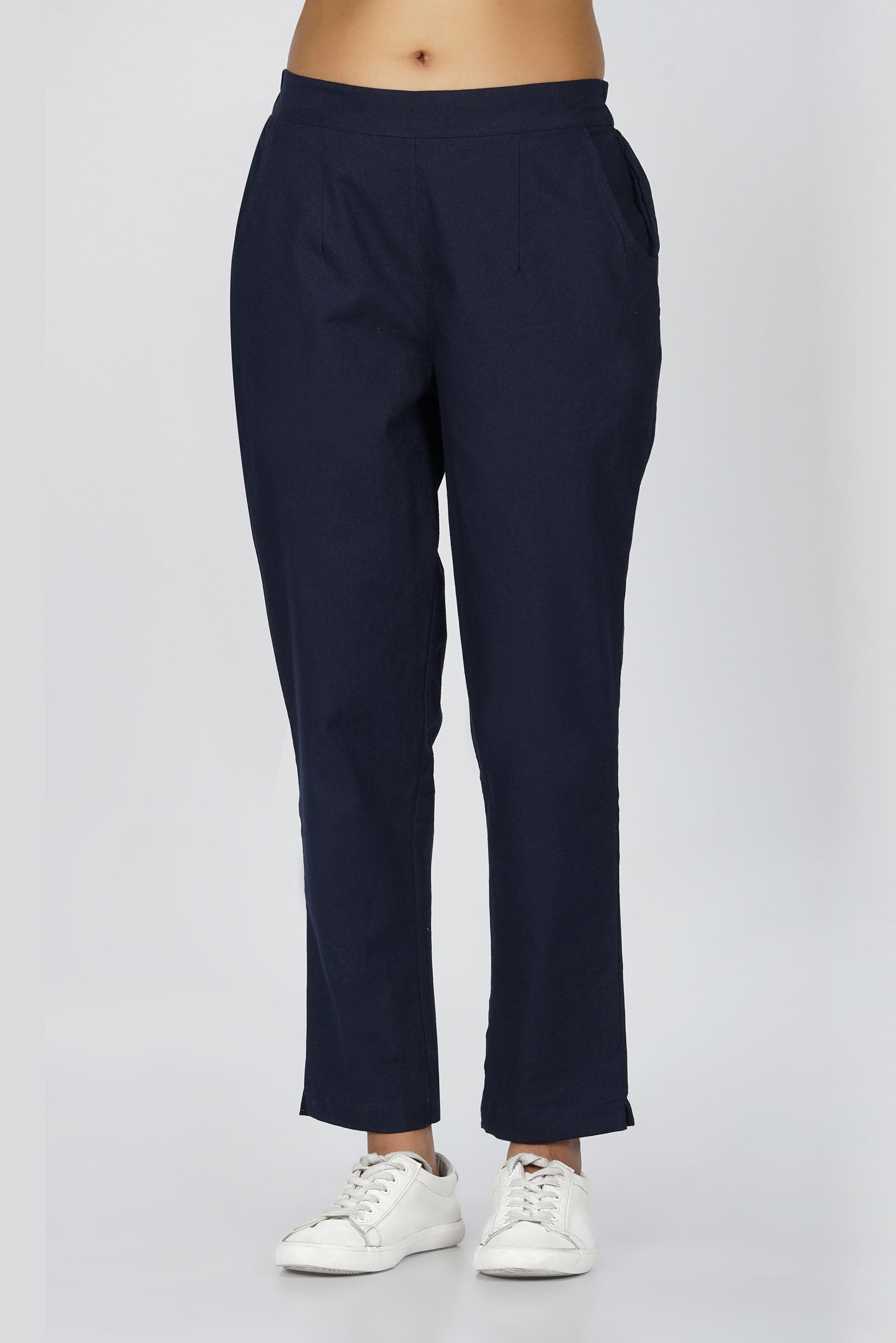 Navy Blue Cotton Trouser for Women