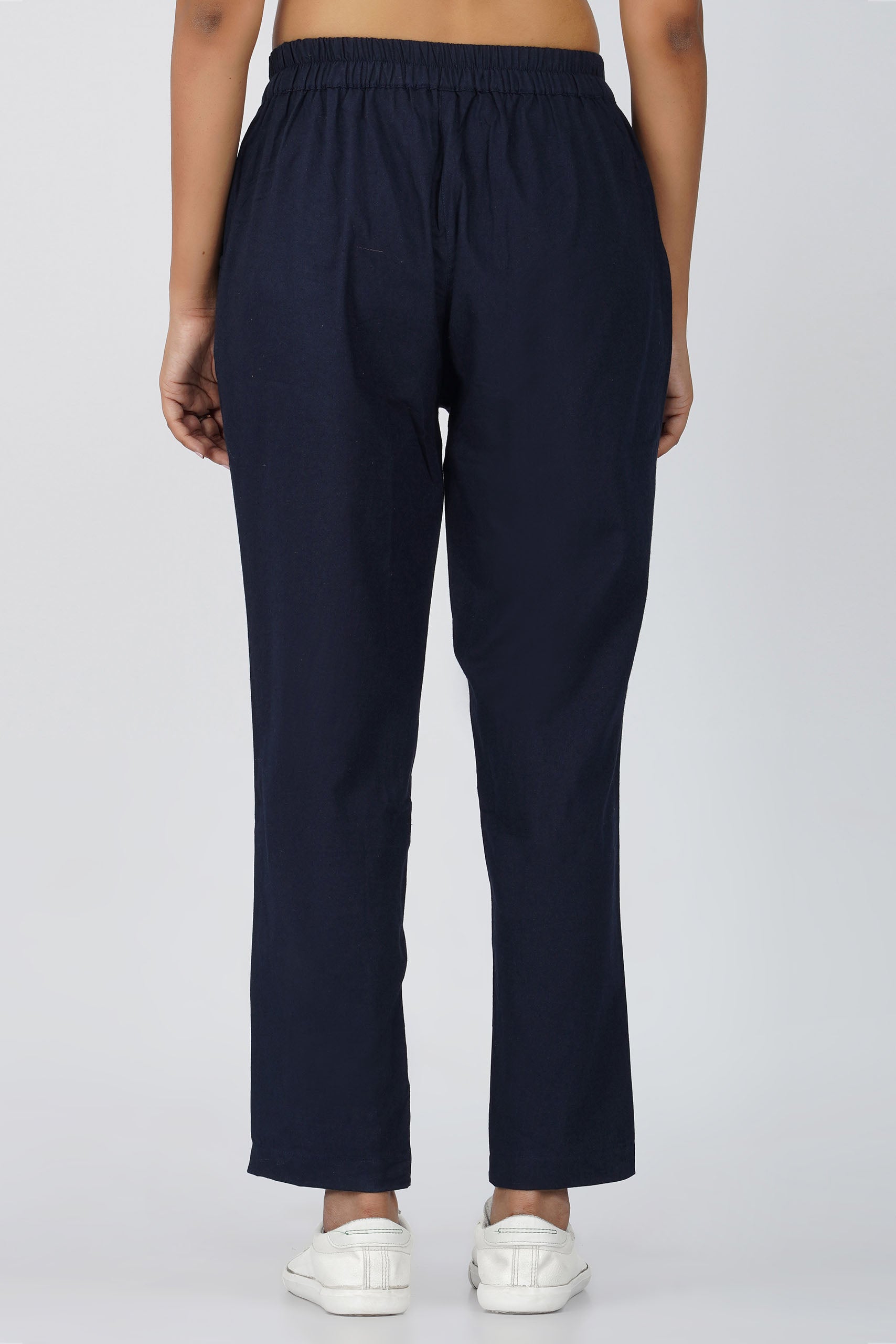 Navy Blue Cotton Trouser for Women
