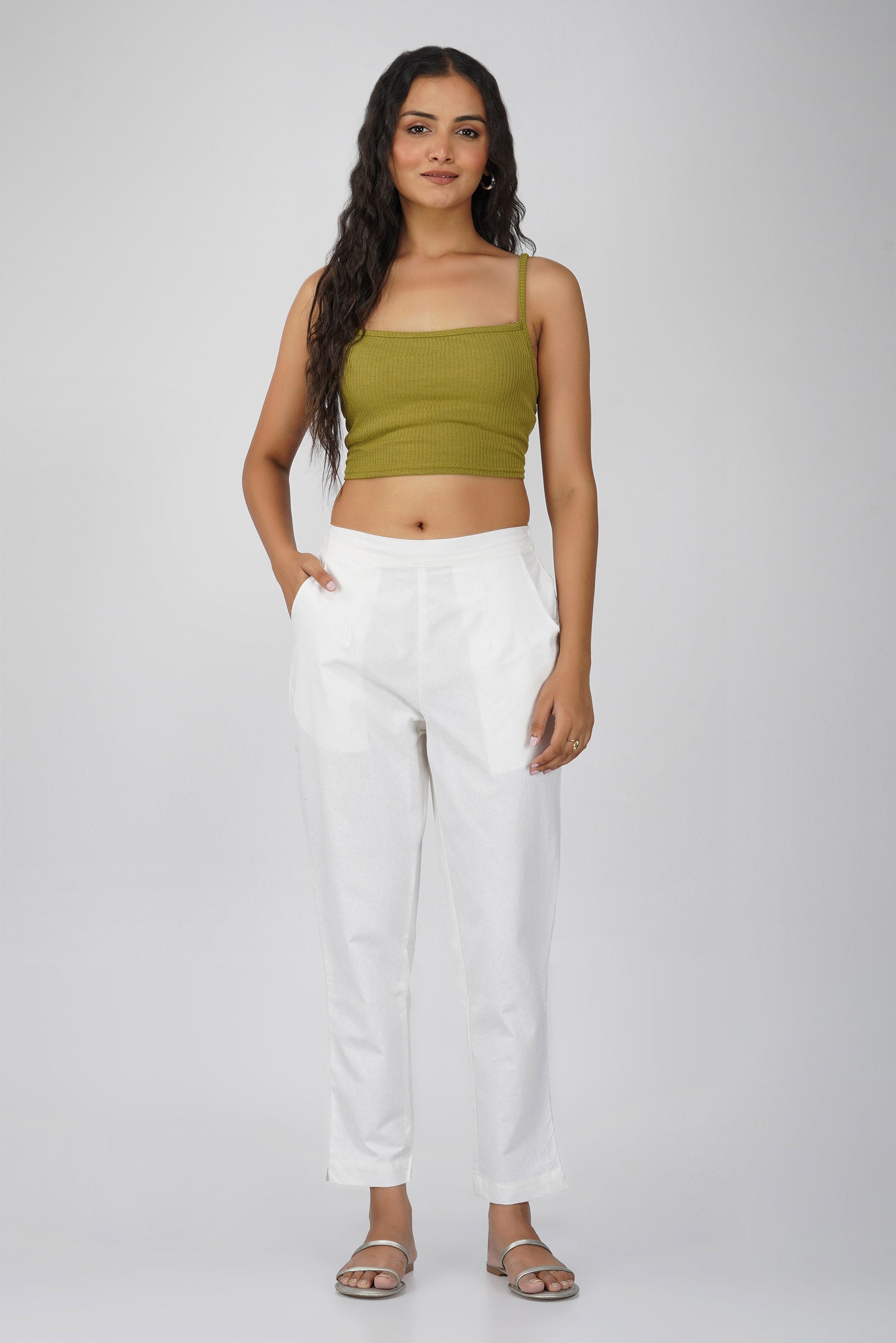 Off-White Cotton Trouser for Women