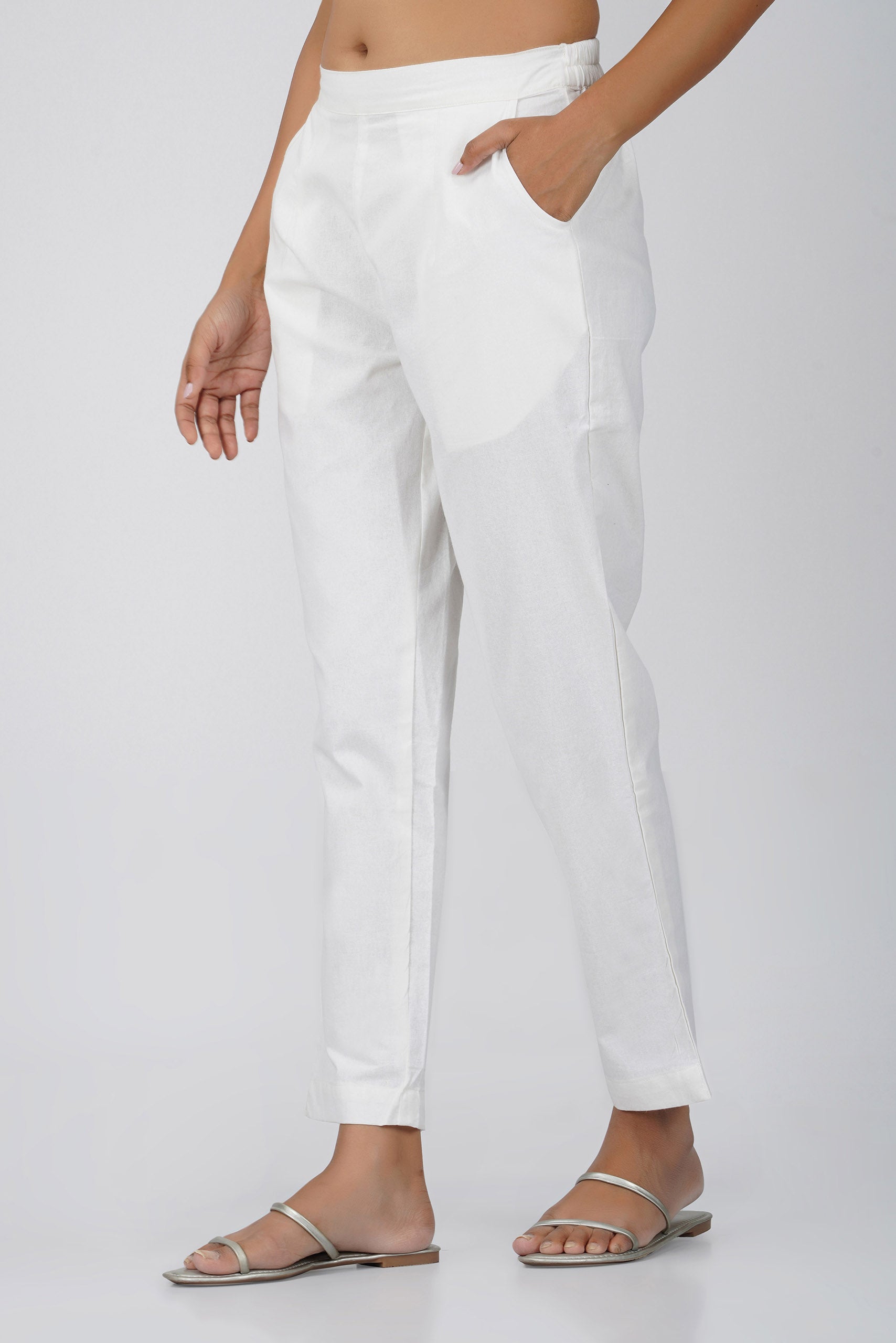 Off-White Cotton Trouser for Women