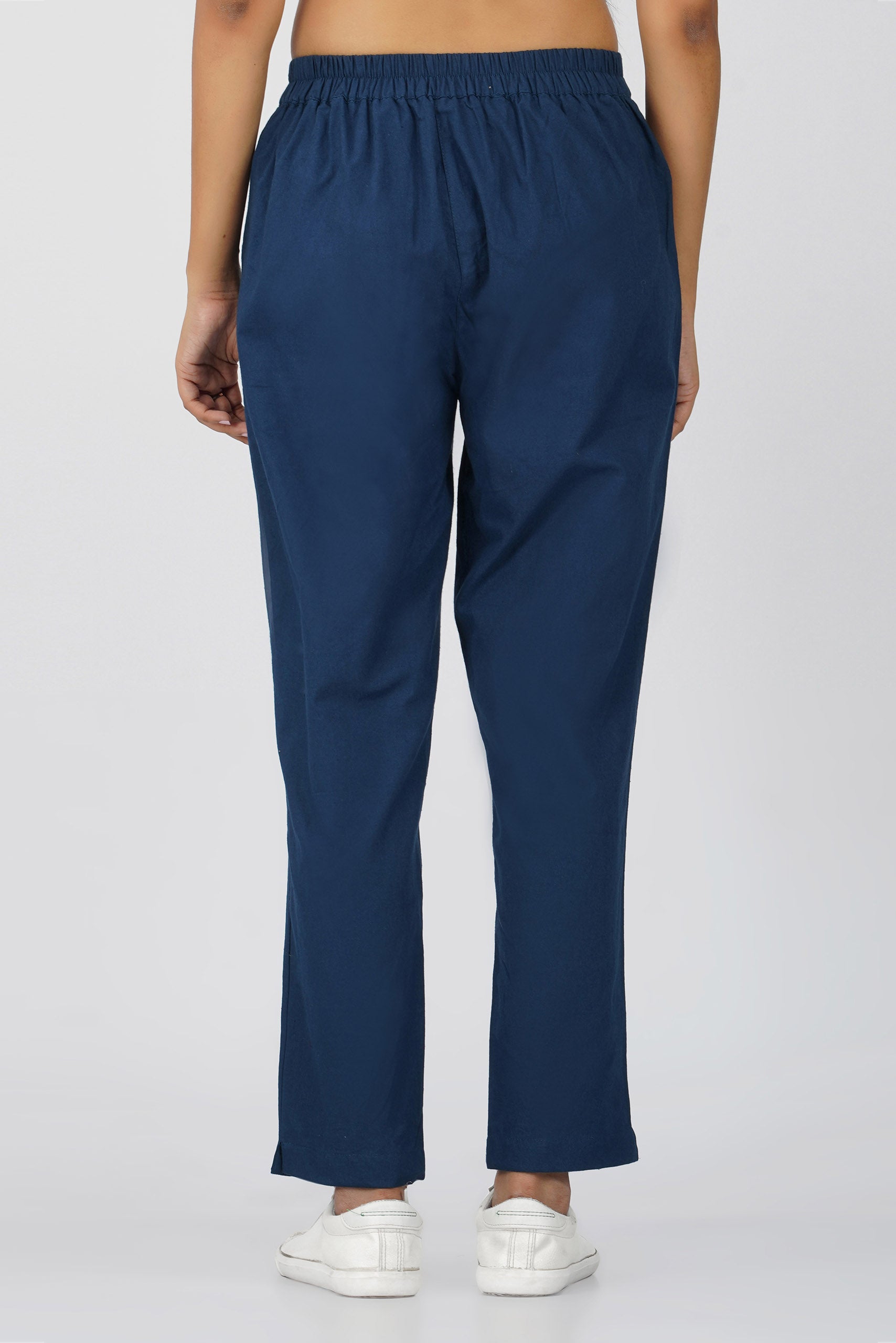 Peacock Blue Cotton Trouser for Women