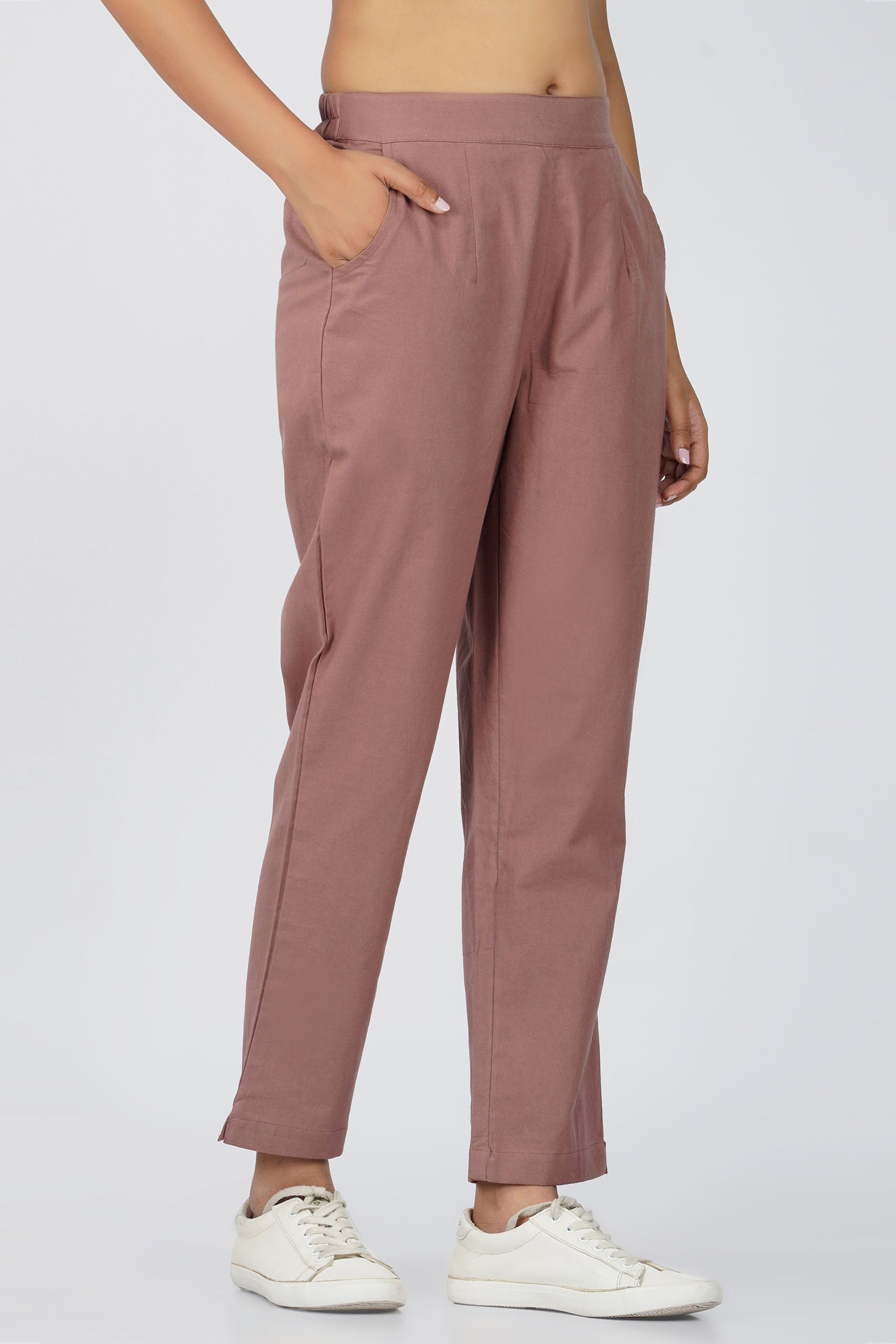 Rose Taupe Cotton Trouser for Women