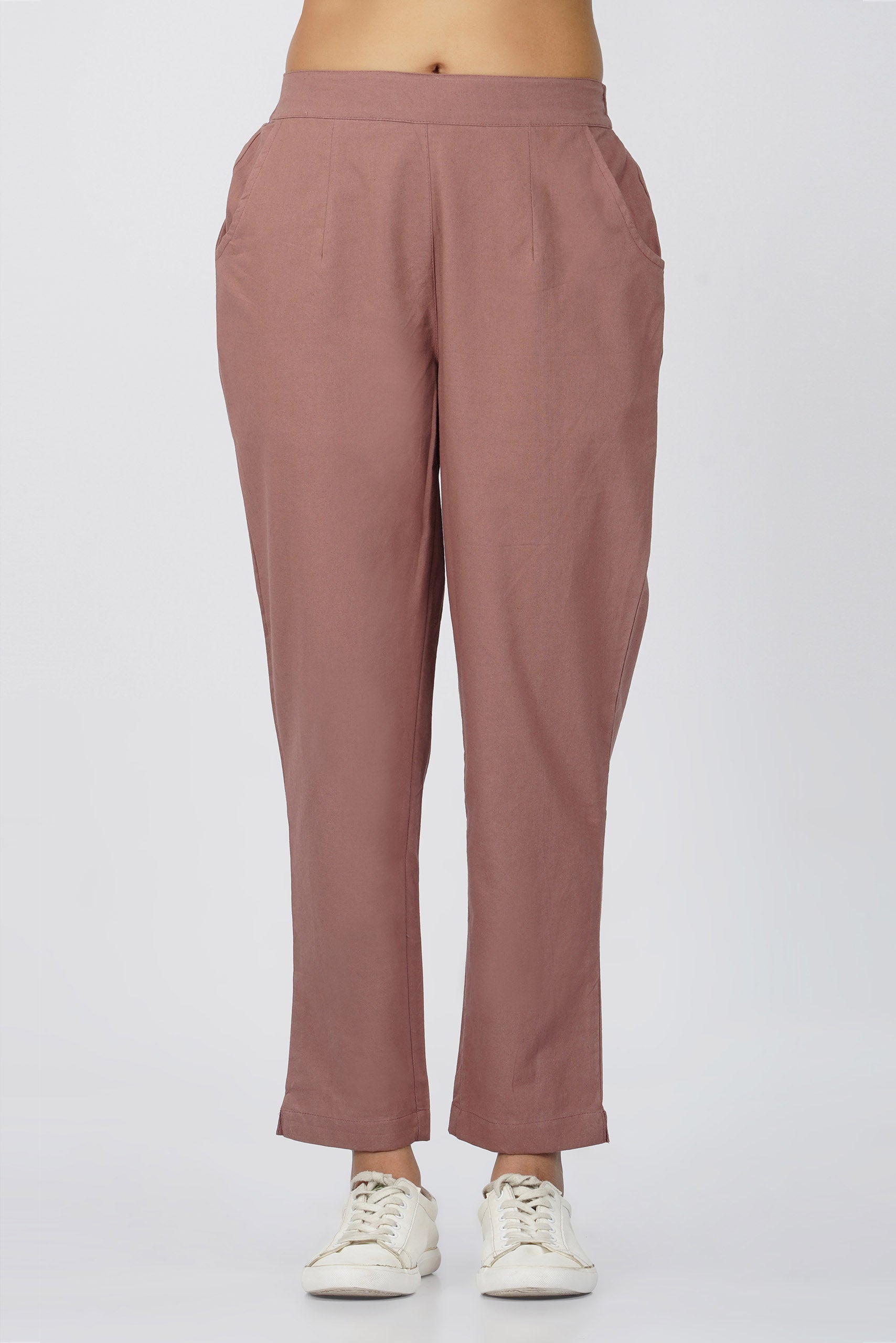 Rose Taupe Cotton Trouser for Women