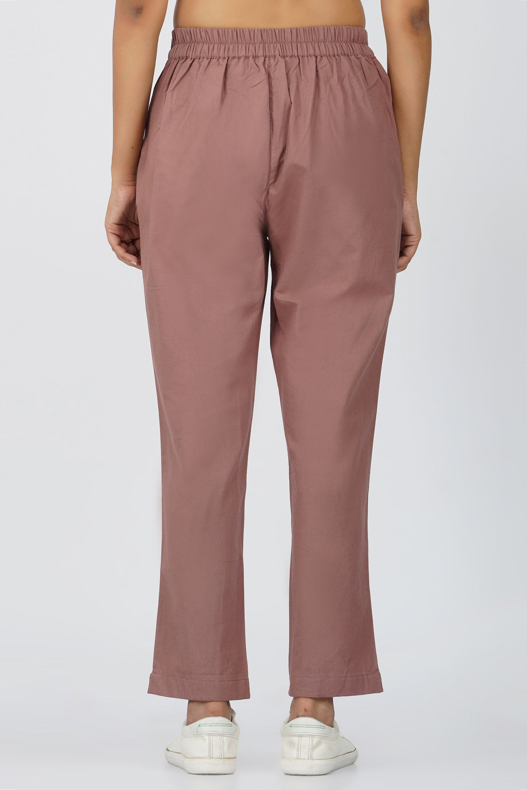 Rose Taupe Cotton Trouser for Women