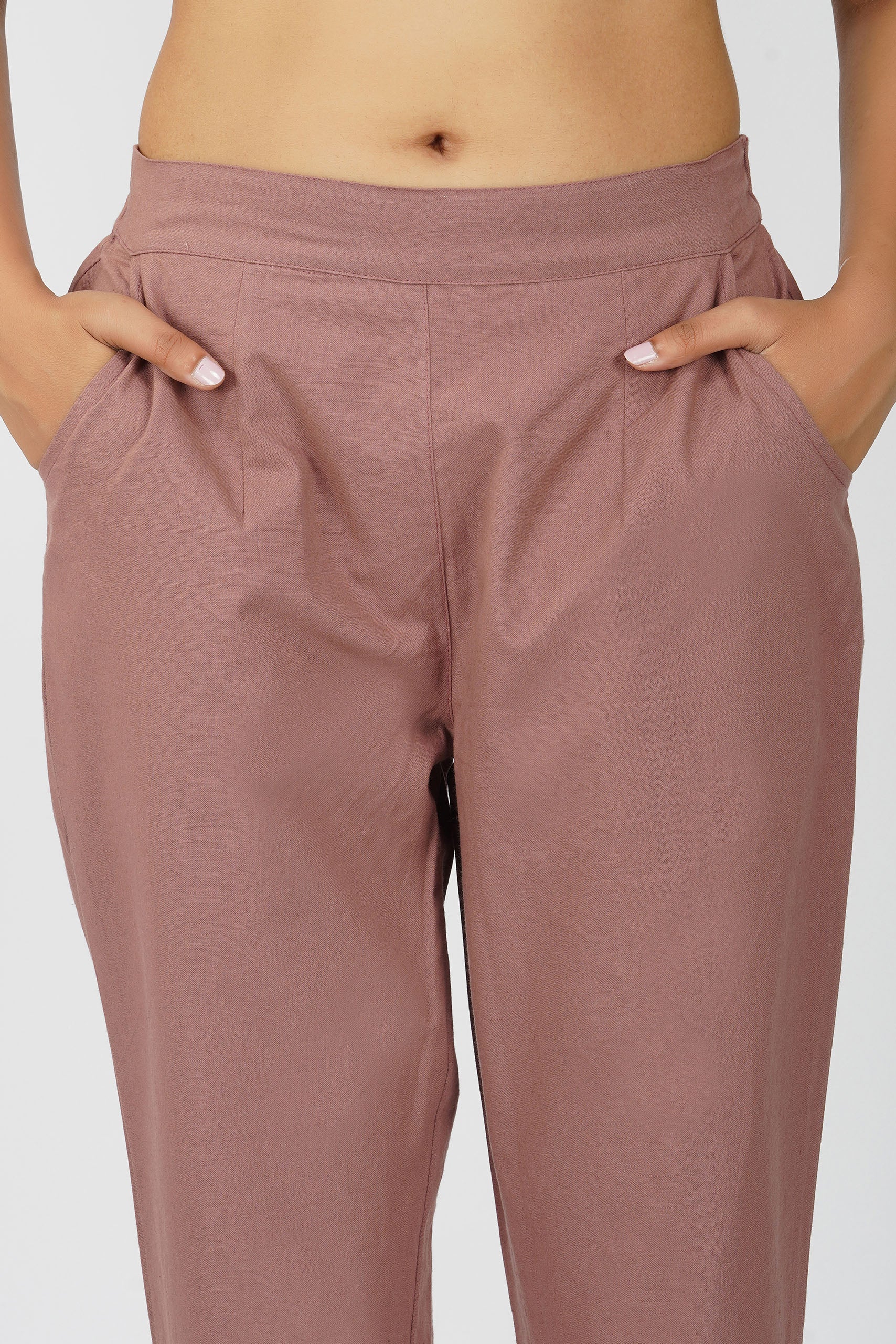 Rose Taupe Cotton Trouser for Women