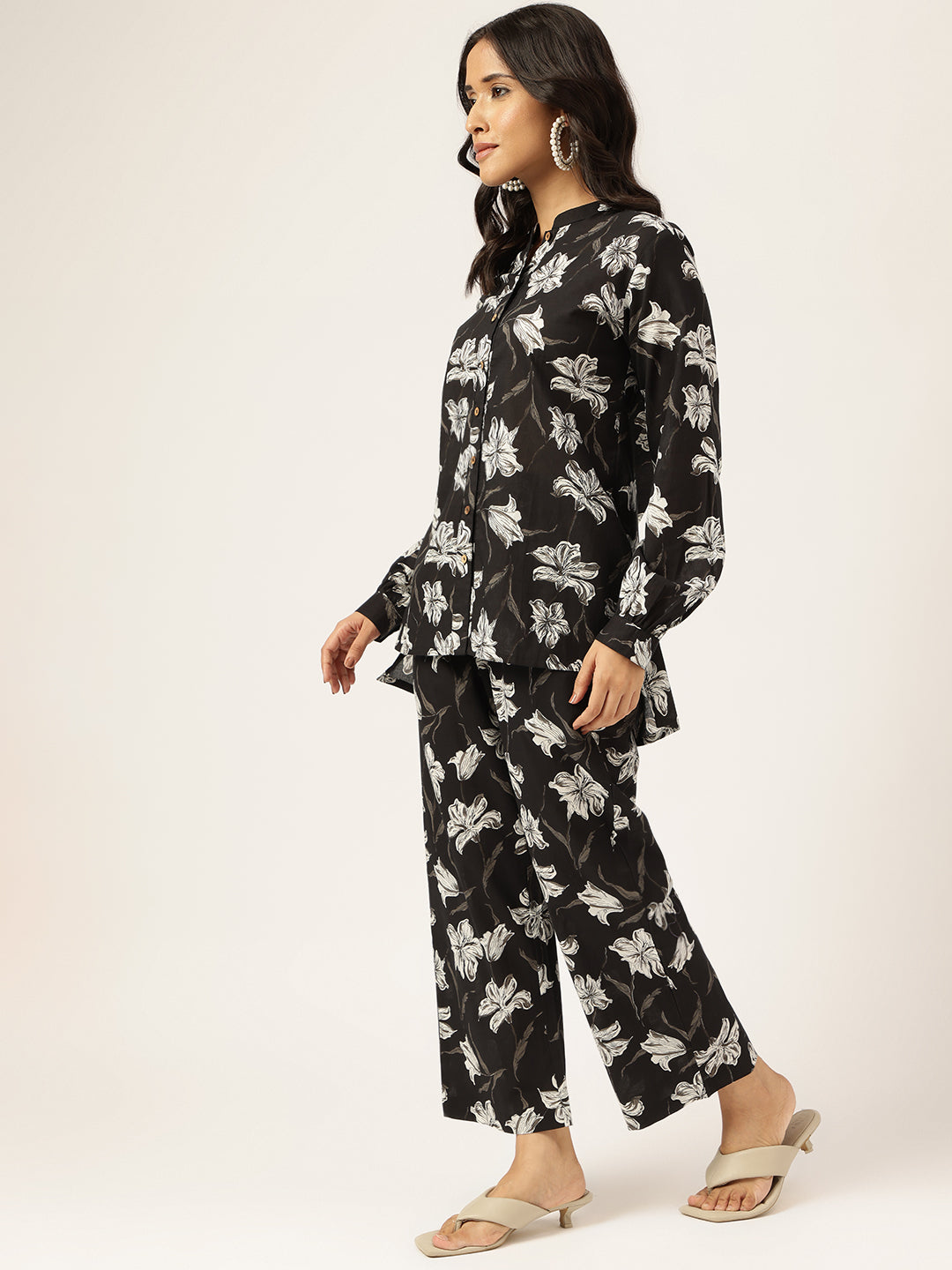 Black Printed Cotton Co-ord Set