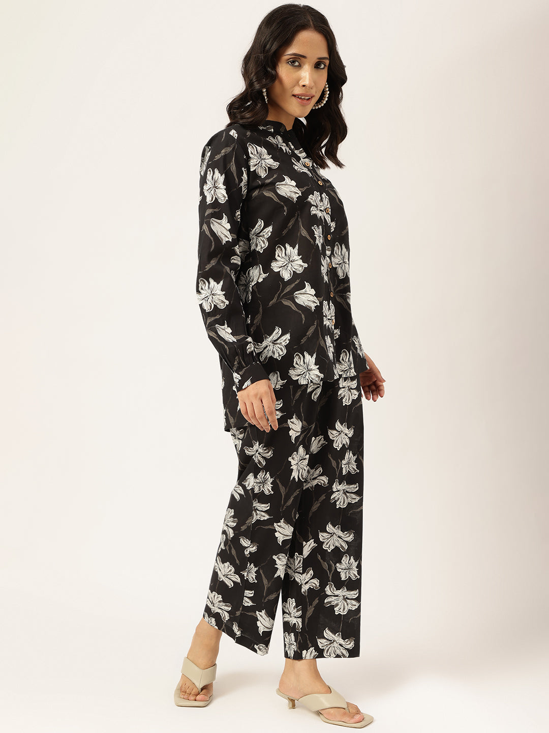 Black Printed Cotton Co-ord Set