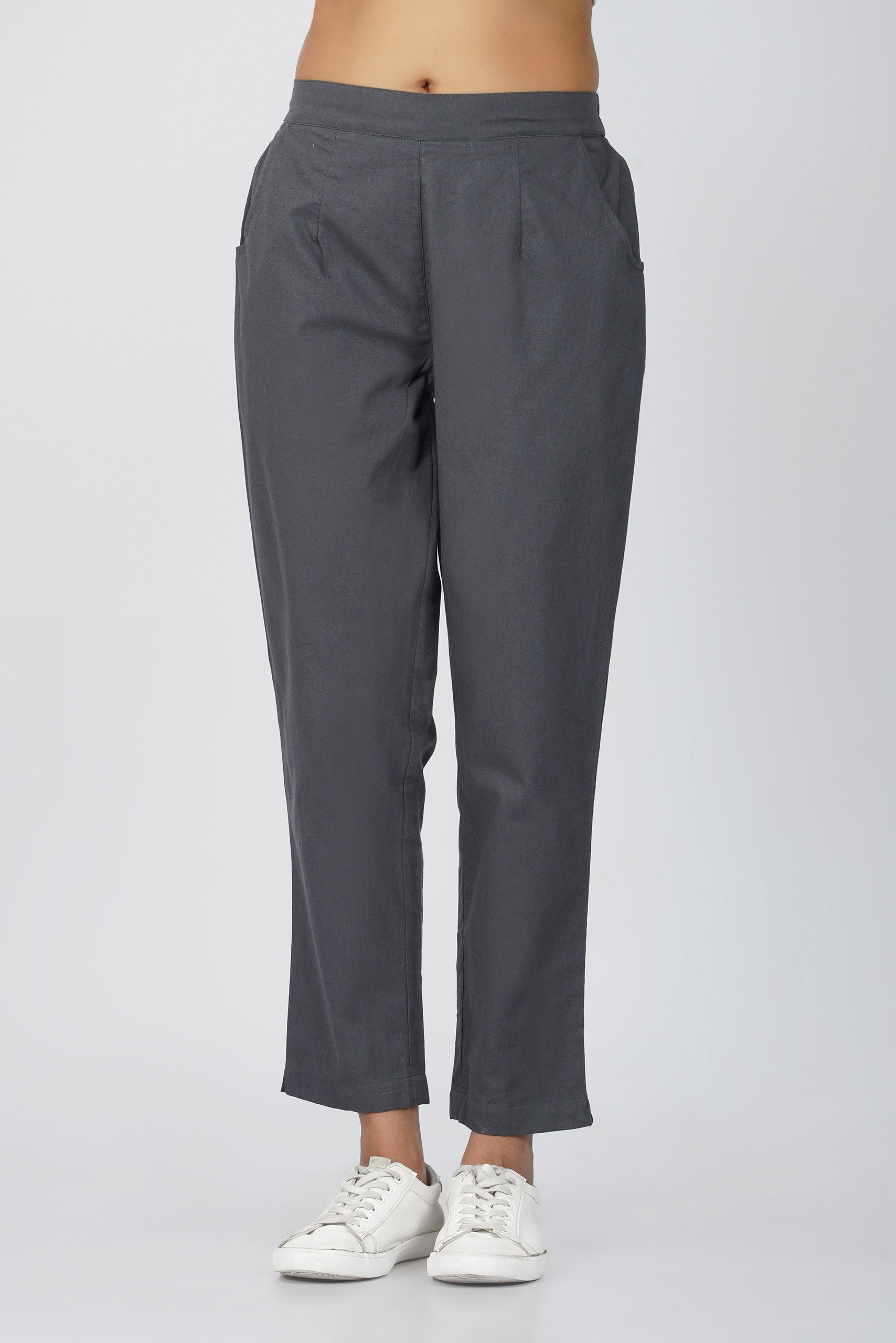 Slate Grey Cotton Trouser for Women