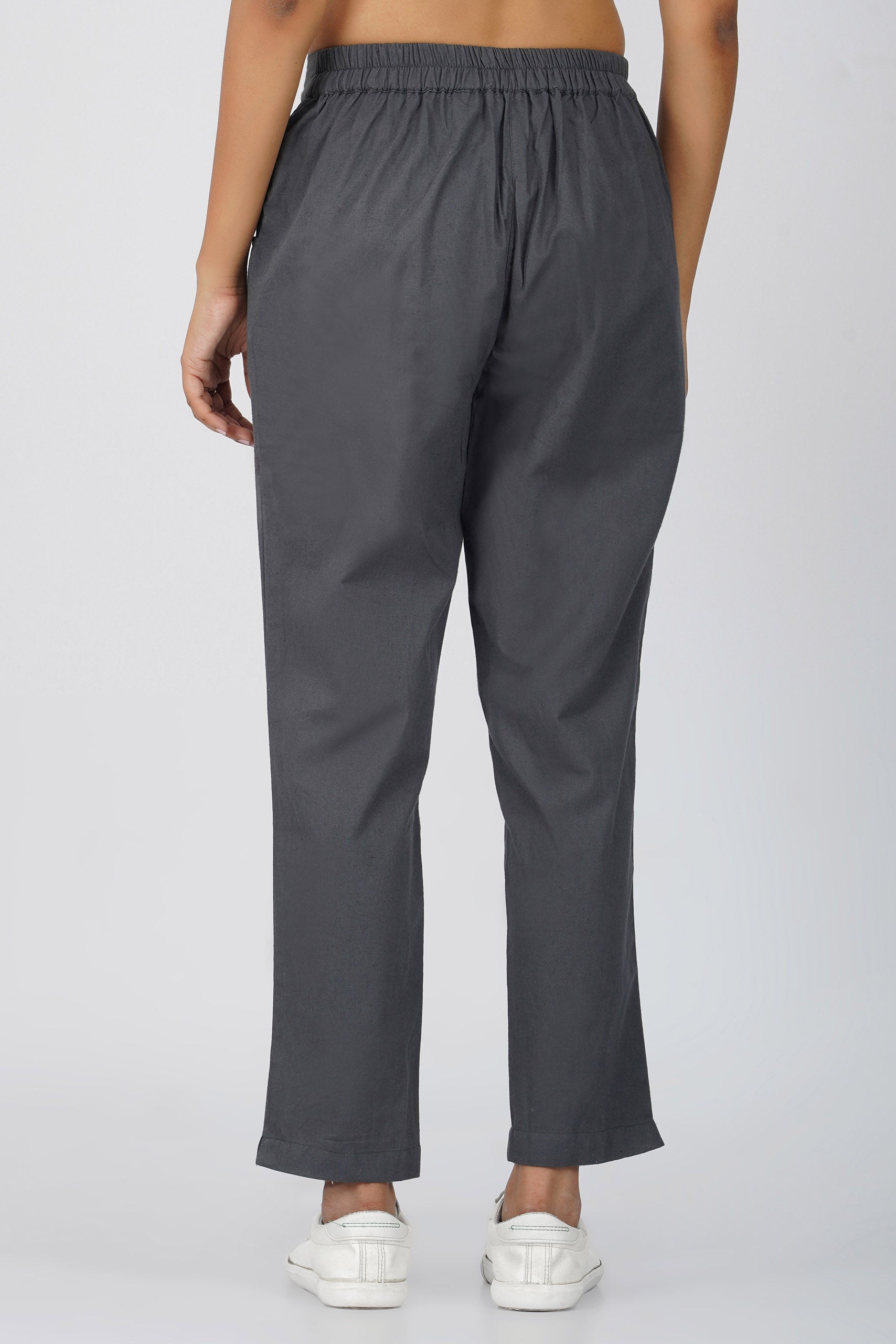 Slate Grey Cotton Trouser for Women
