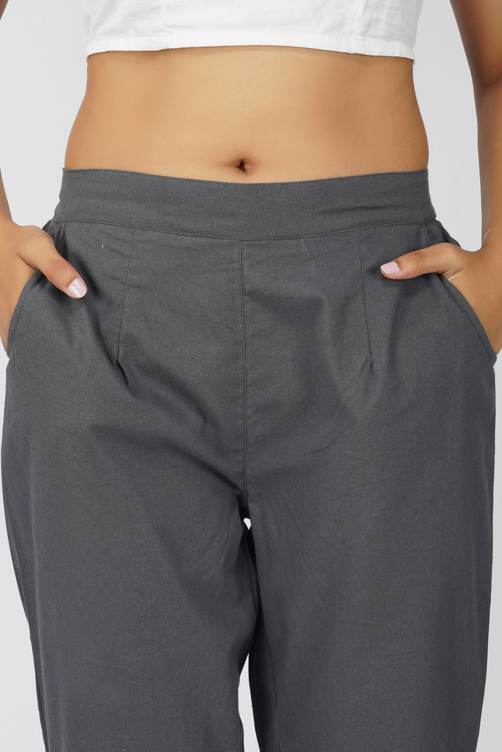 Slate Grey Cotton Trouser for Women
