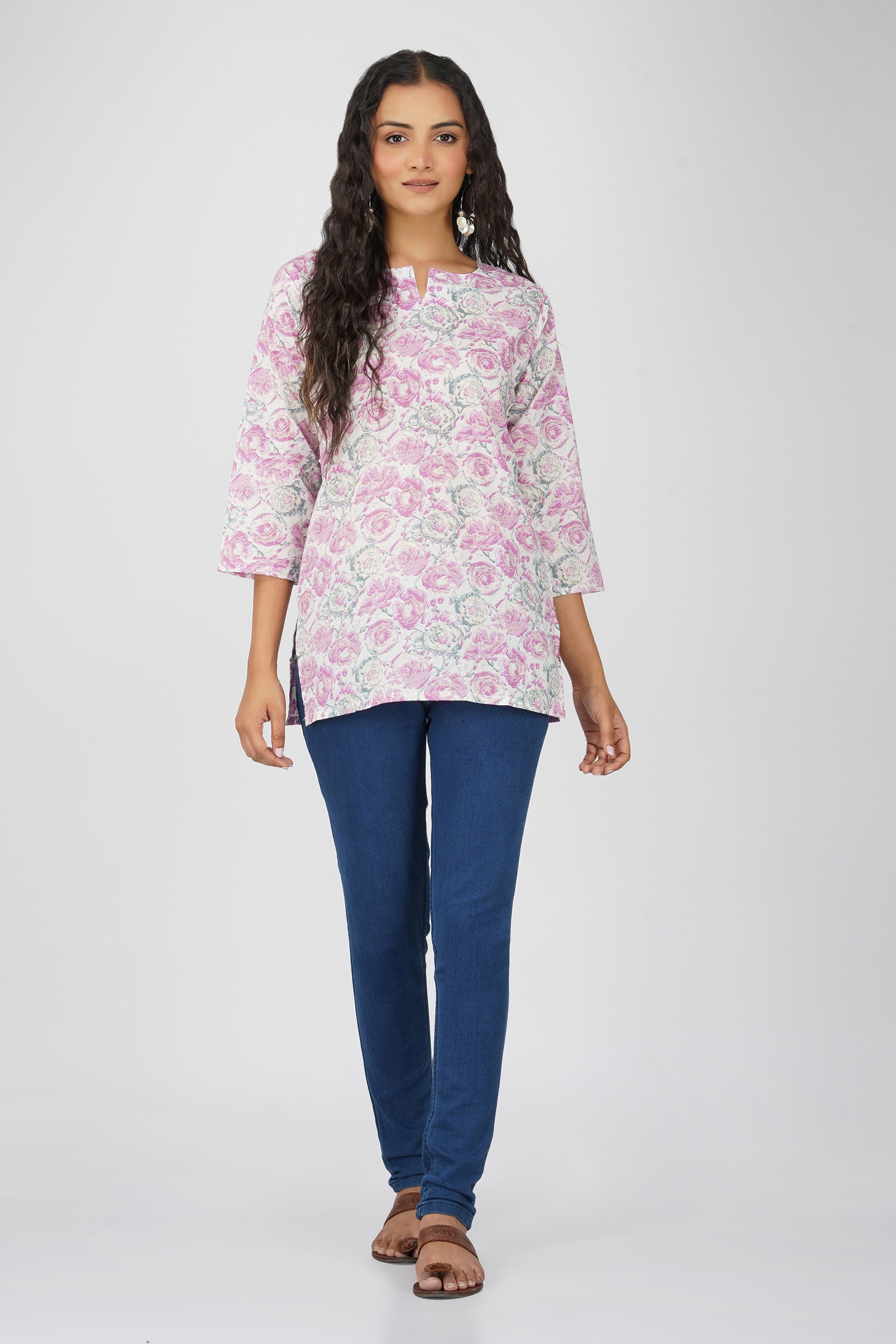 White and Pink Pure Cotton Top