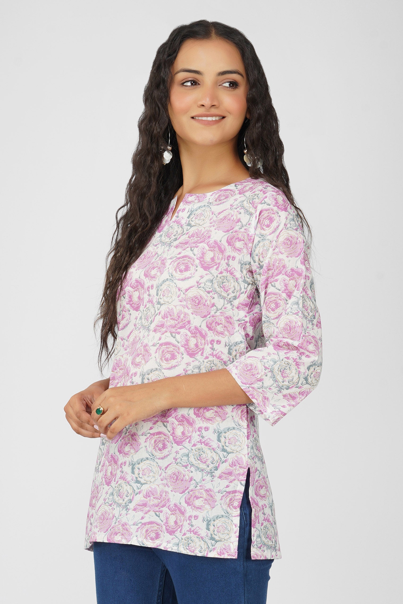 White and Pink Pure Cotton Top