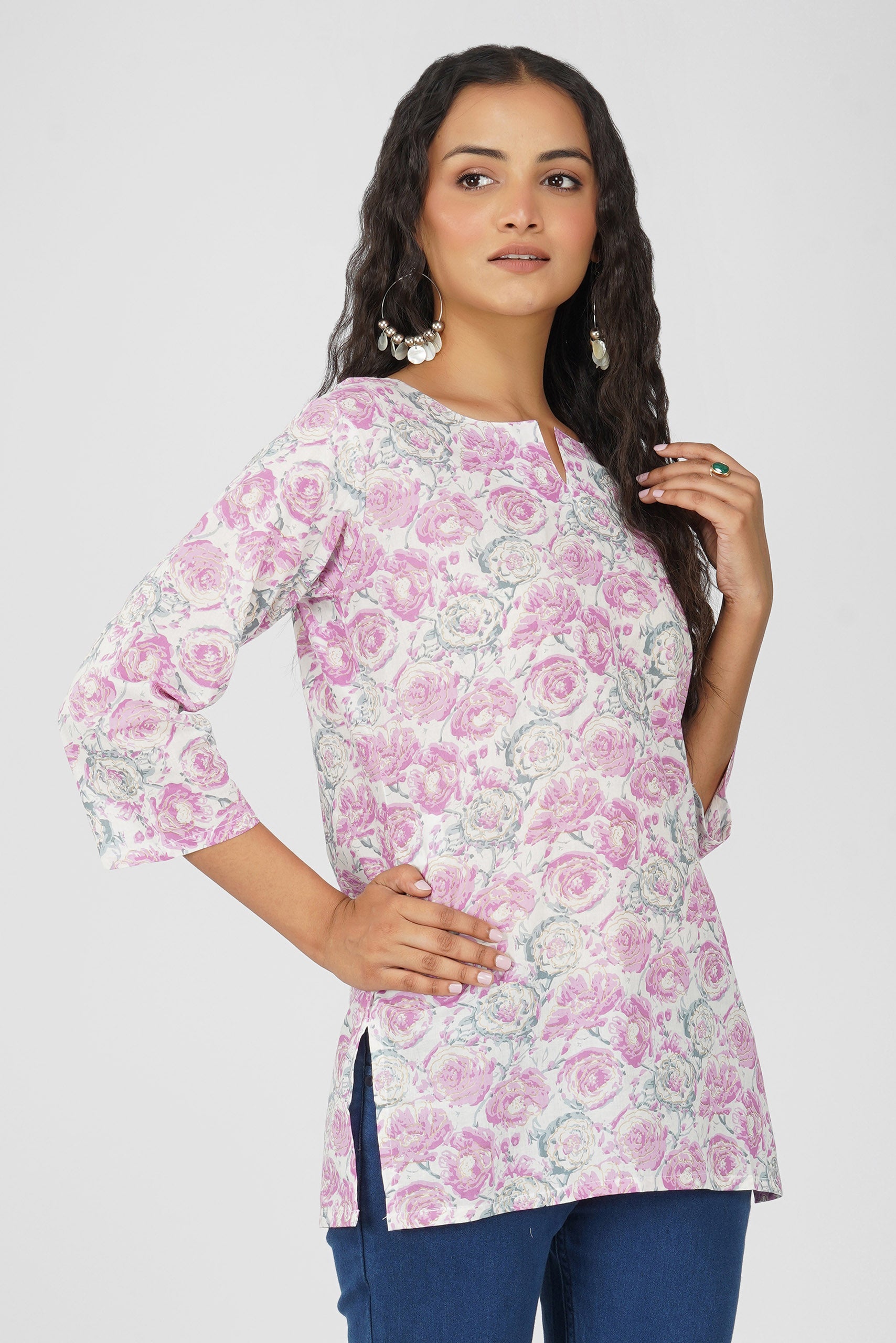 White and Pink Pure Cotton Top