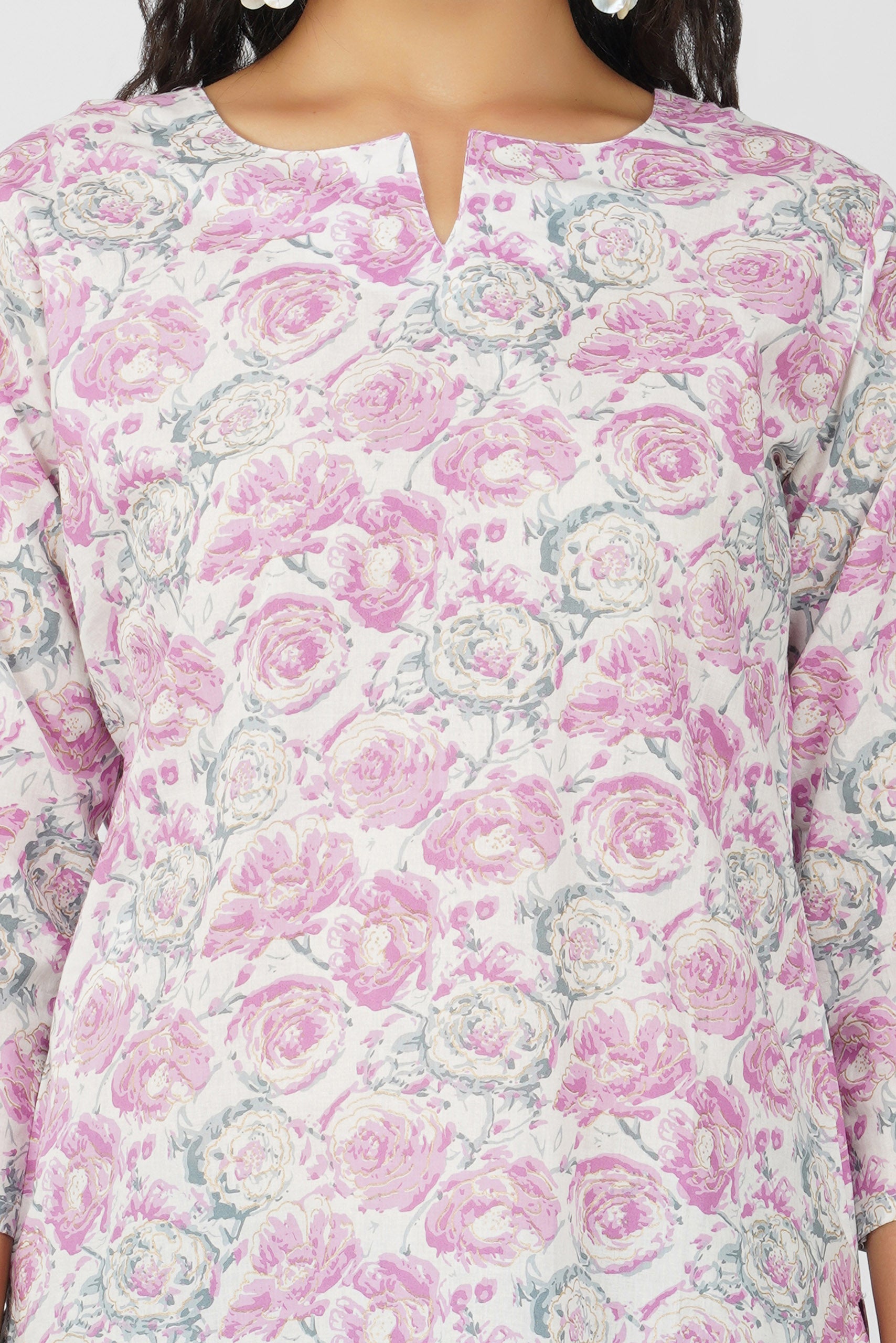 White and Pink Pure Cotton Top