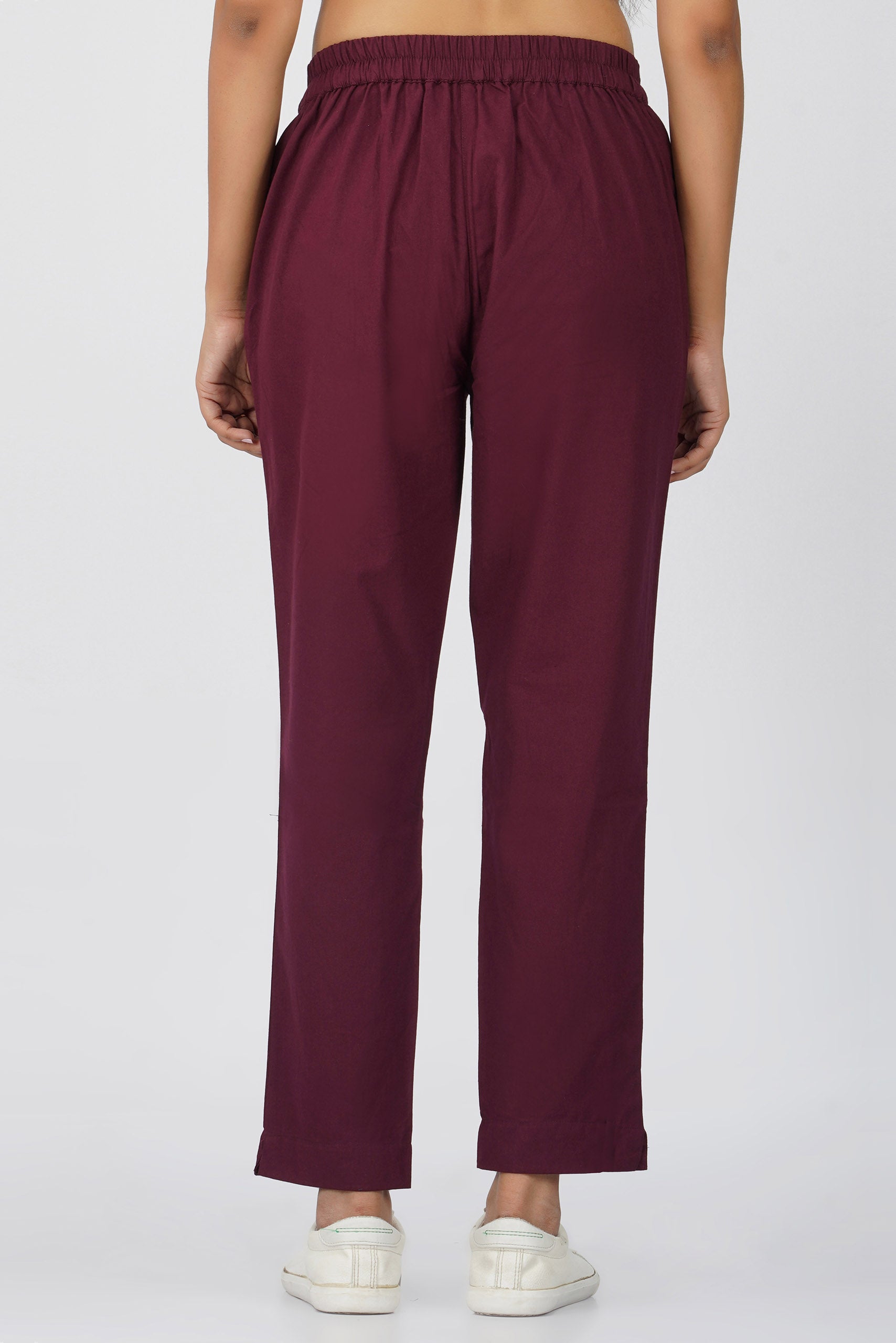 Wine Cotton Trouser for Women