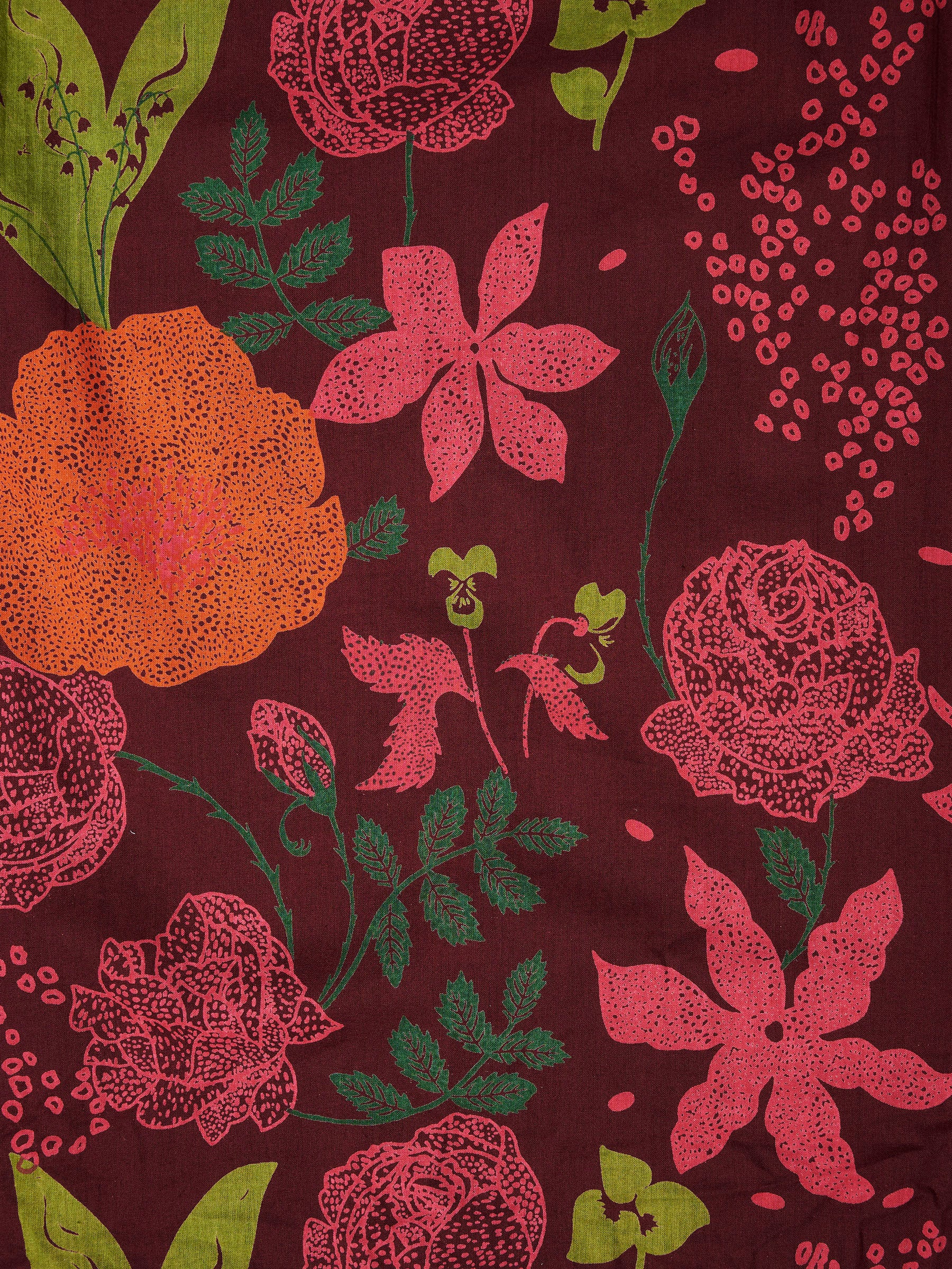 Wine Printed Sleeveless V-Neck Cotton Top