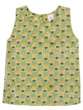 Kids Sleeveless Cotton Top (Green)