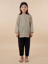 Off-White Printed Kids Cotton Kurta Pyjama Set