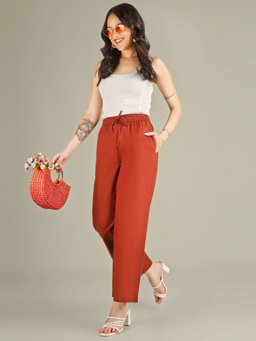 Rust Premium Cotton Linen Trouser
