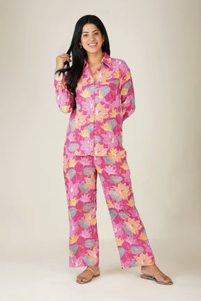 Pink Floral Printed Cotton Co-ord Set