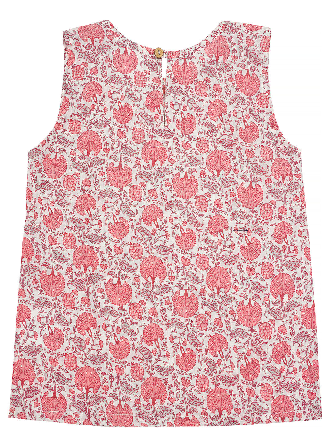 Kids Sleeveless Cotton Top (White and Pink)