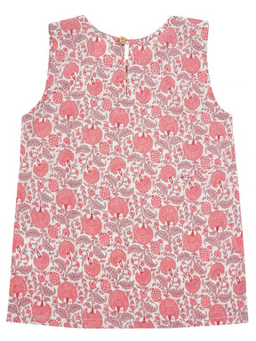 Kids Sleeveless Cotton Top (White and Pink)