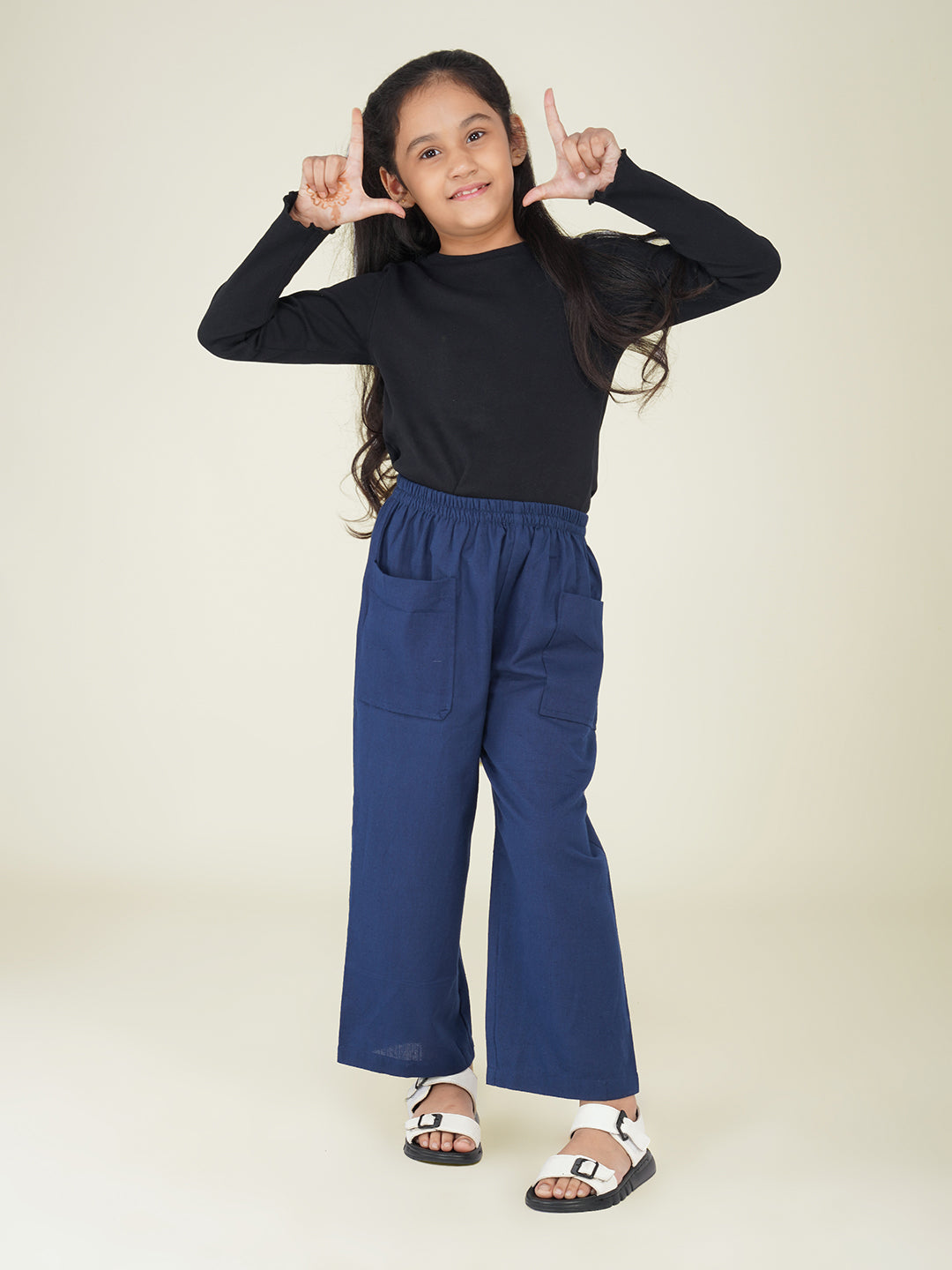 Kids Navy Blue Cotton Trouser