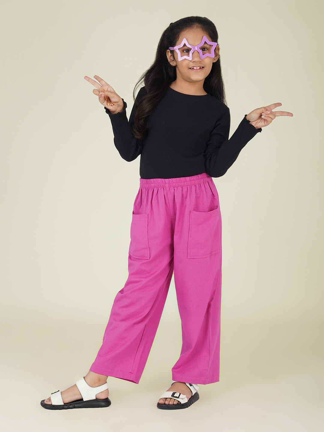 Kids Pink Cotton Trouser