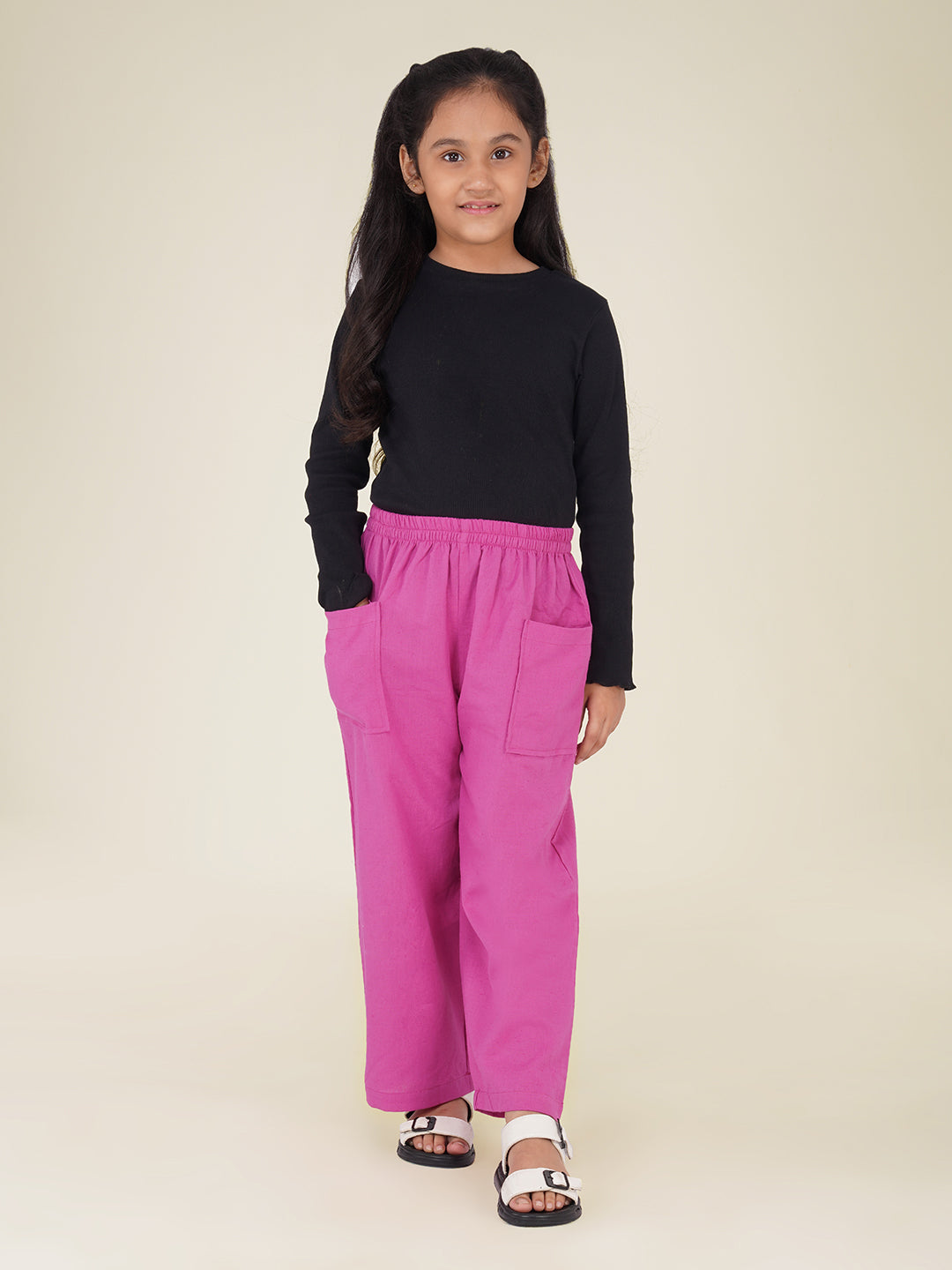 Kids Pink Cotton Trouser