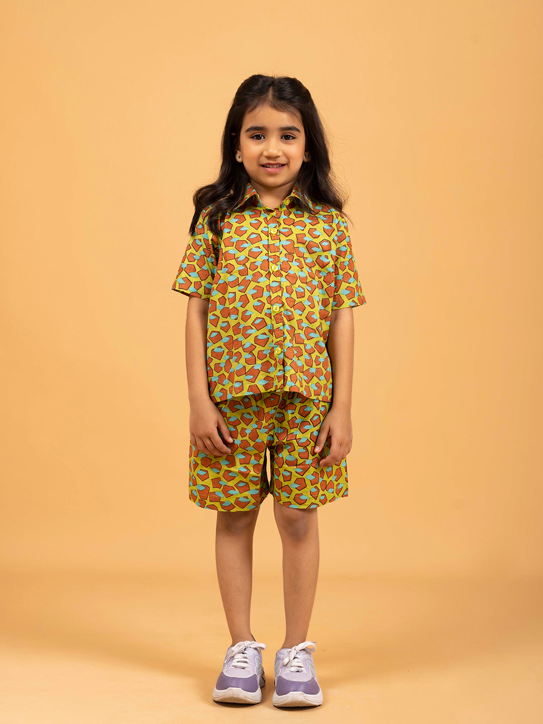 Kids Mustard Half Sleeve Cotton Shirt