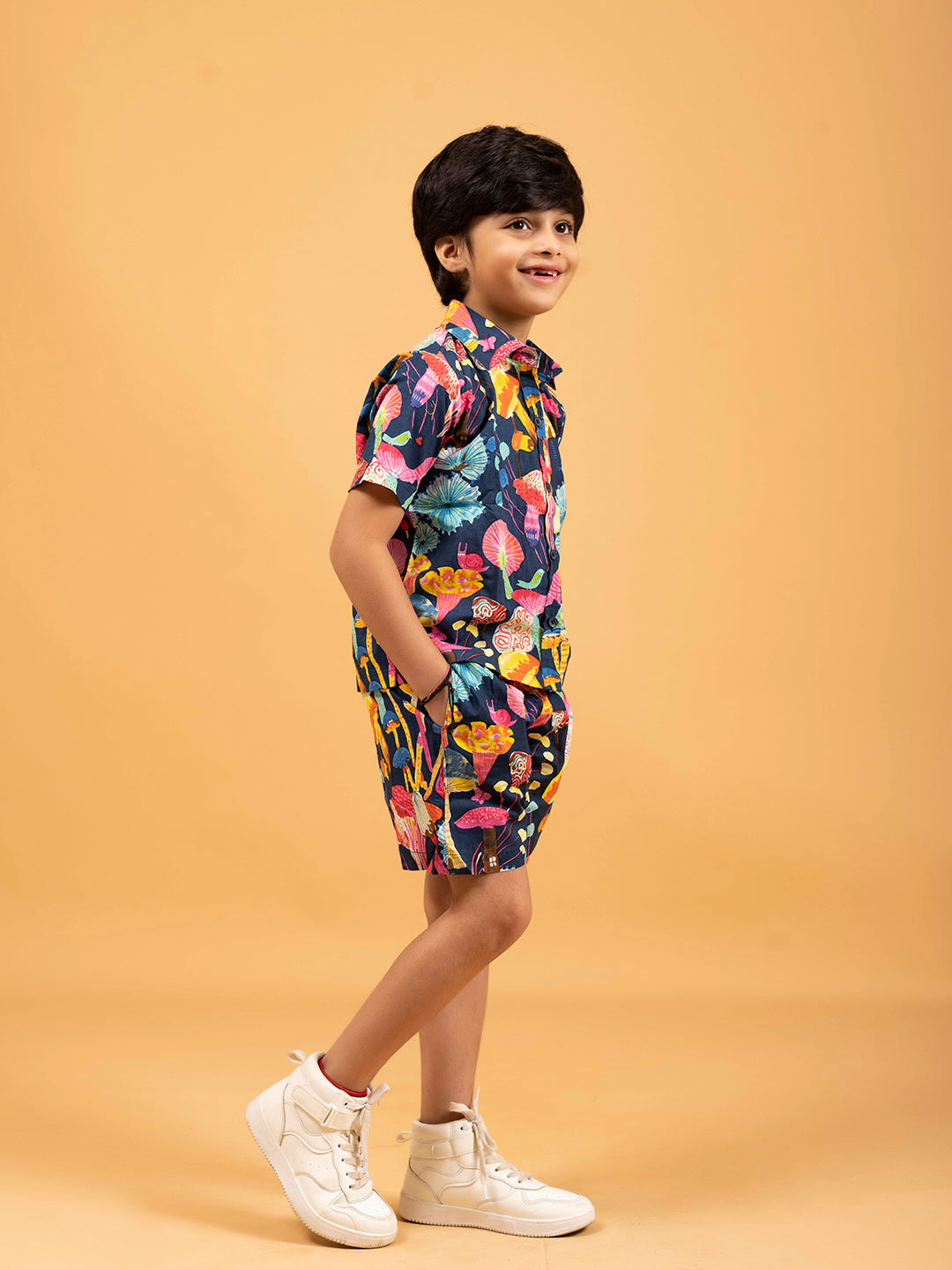 Kids Unisex Multicolor Half-Sleeve Shirt and Short Set