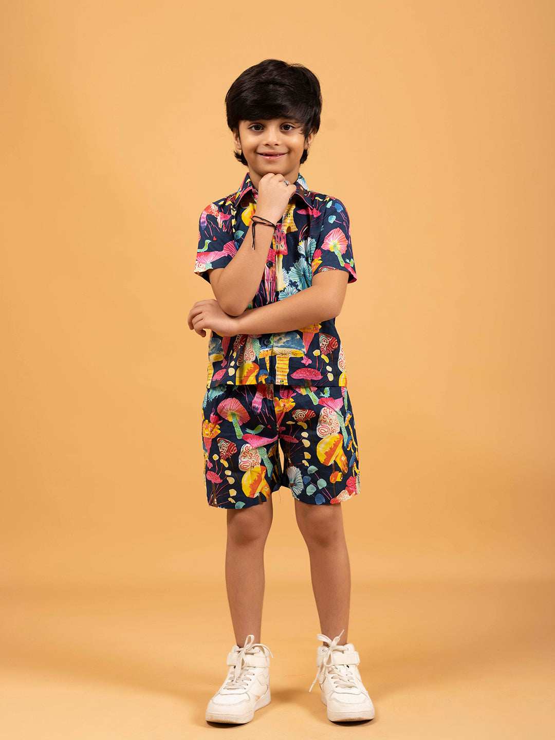 Kids Unisex Multicolor Half-Sleeve Shirt and Short Set