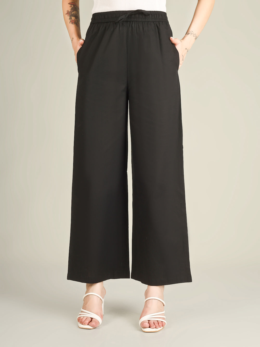 Black Premium Cotton Linen Trouser