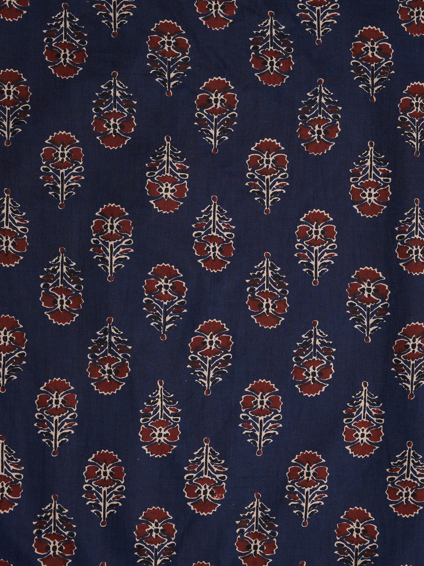 Navy Blue Printed Sleeveless Cotton Top