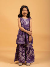 Kids Purple Printed Cotton Sharara Set