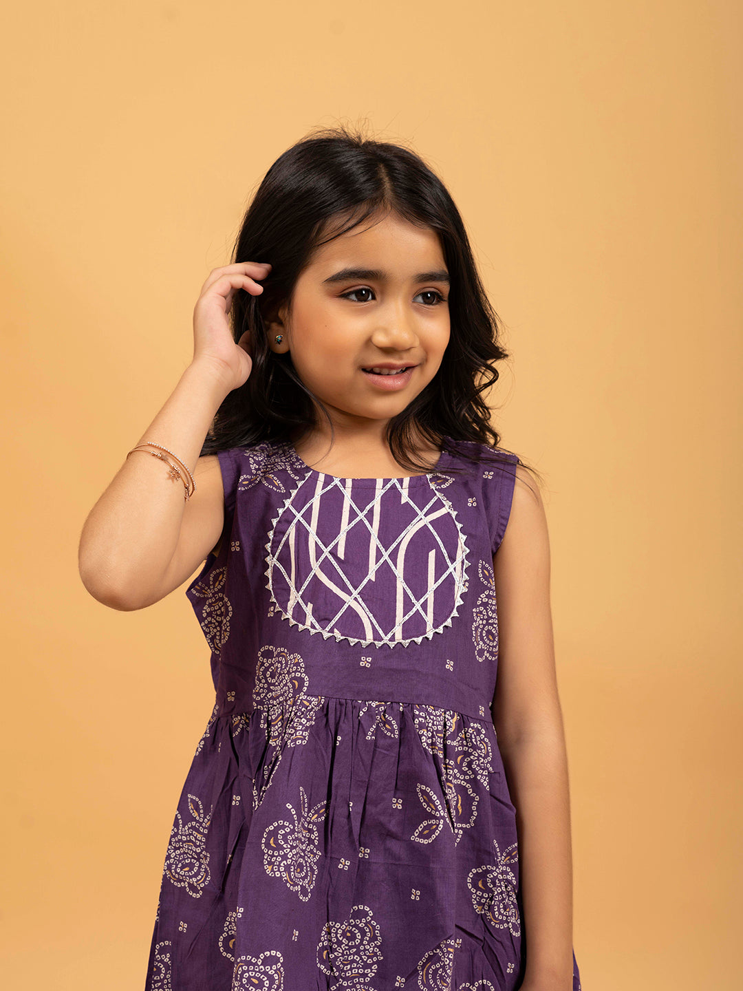 Kids Purple Printed Cotton Sharara Set